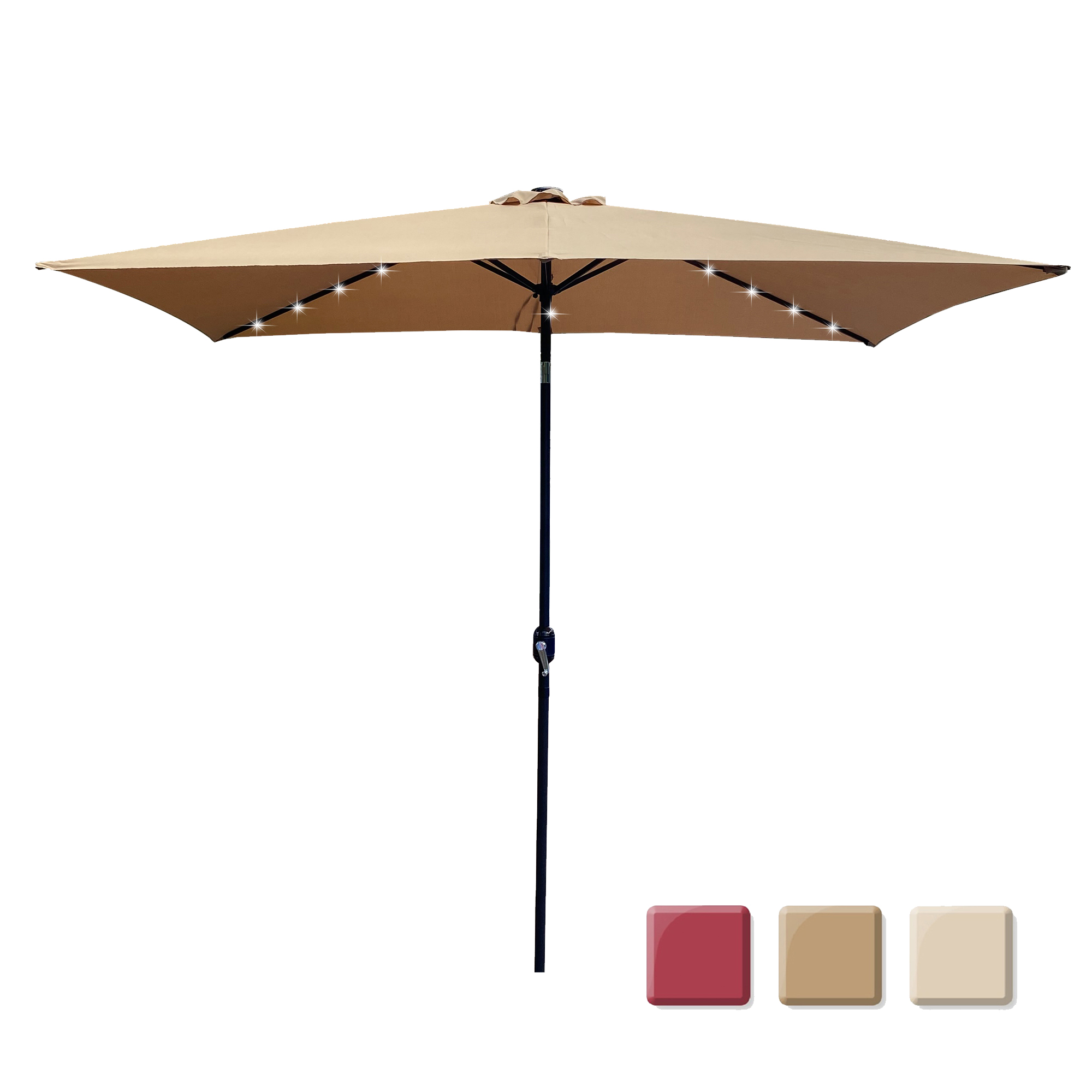 Outdoor Patio Umbrella 10 Ft x 6.5 Ft Rectangular with Crank Weather Resistant UV Protection Water Repellent Durable 6 Sturdy Ribs-Boyel Living