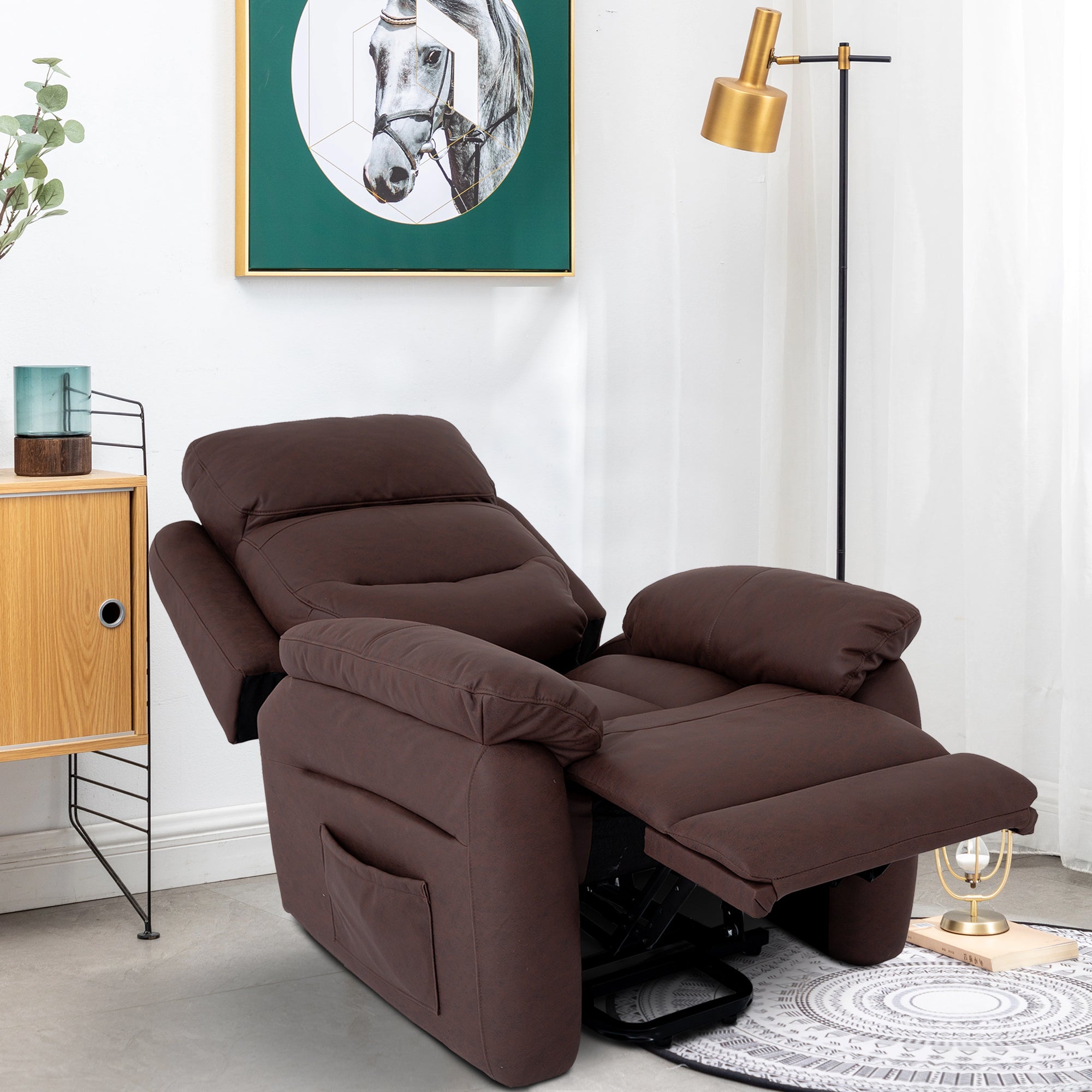 Power Lift Assist Standard Recliner with Storage and Overstuffed Pillows-Boyel Living