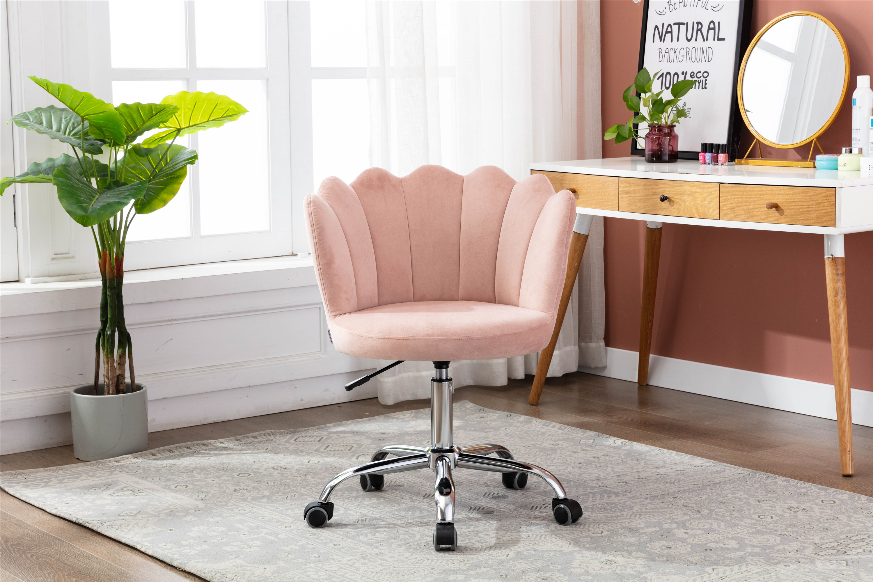 COOLMORE   Swivel Shell Chair for Living Room/Bed Room, Modern Leisure office Chair  Pink-Boyel Living