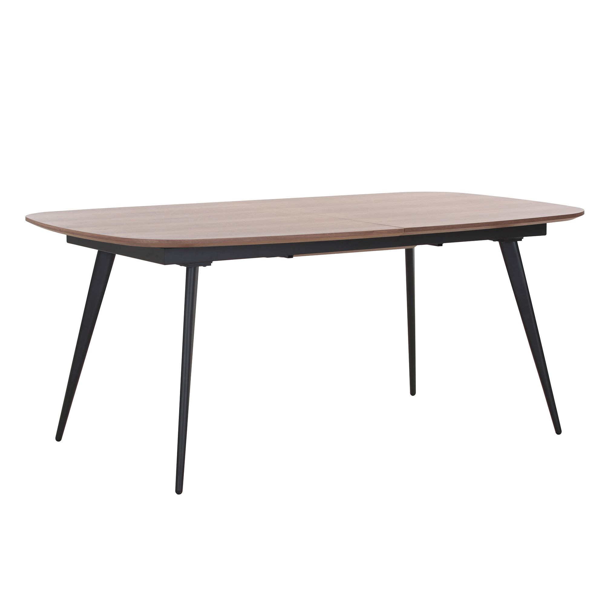 Expandable Wood Dining Table Kitchen Table Small Space Dining Table walnut desk top with Black metal foot