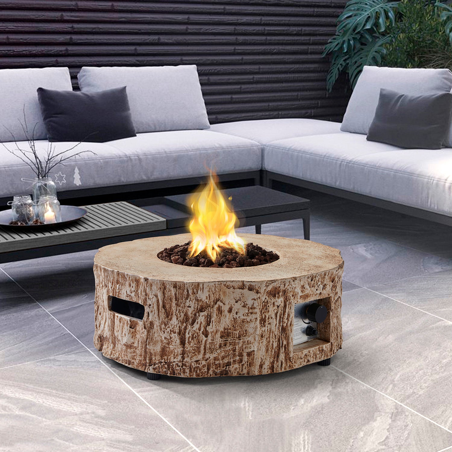 28-inch Outdoor Gas Fire Tree, Suitable for Garden or Balcony, Brown-Boyel Living