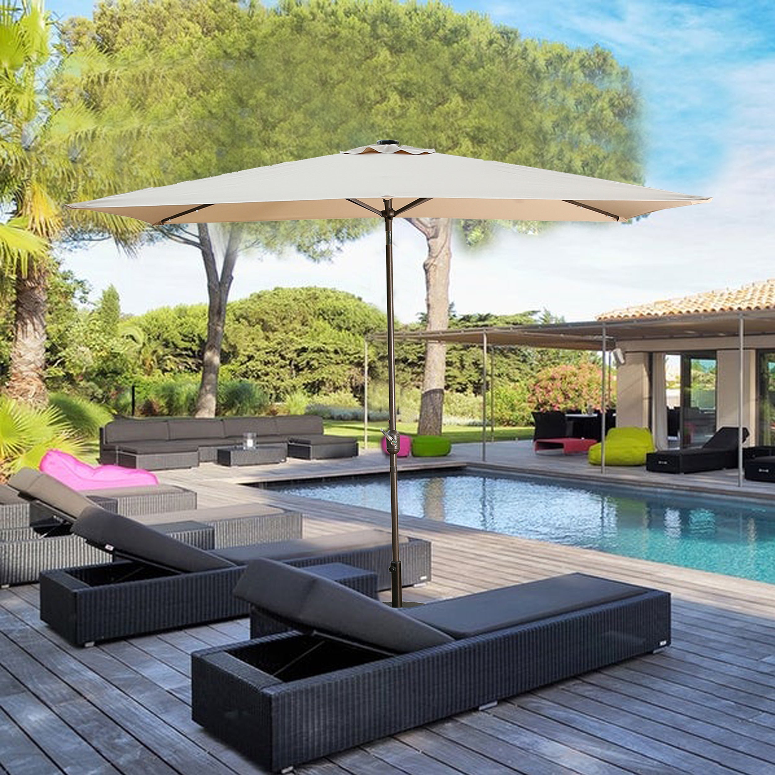 10' x 6'5 Rectangular Lighted Market Umbrella-Boyel Living