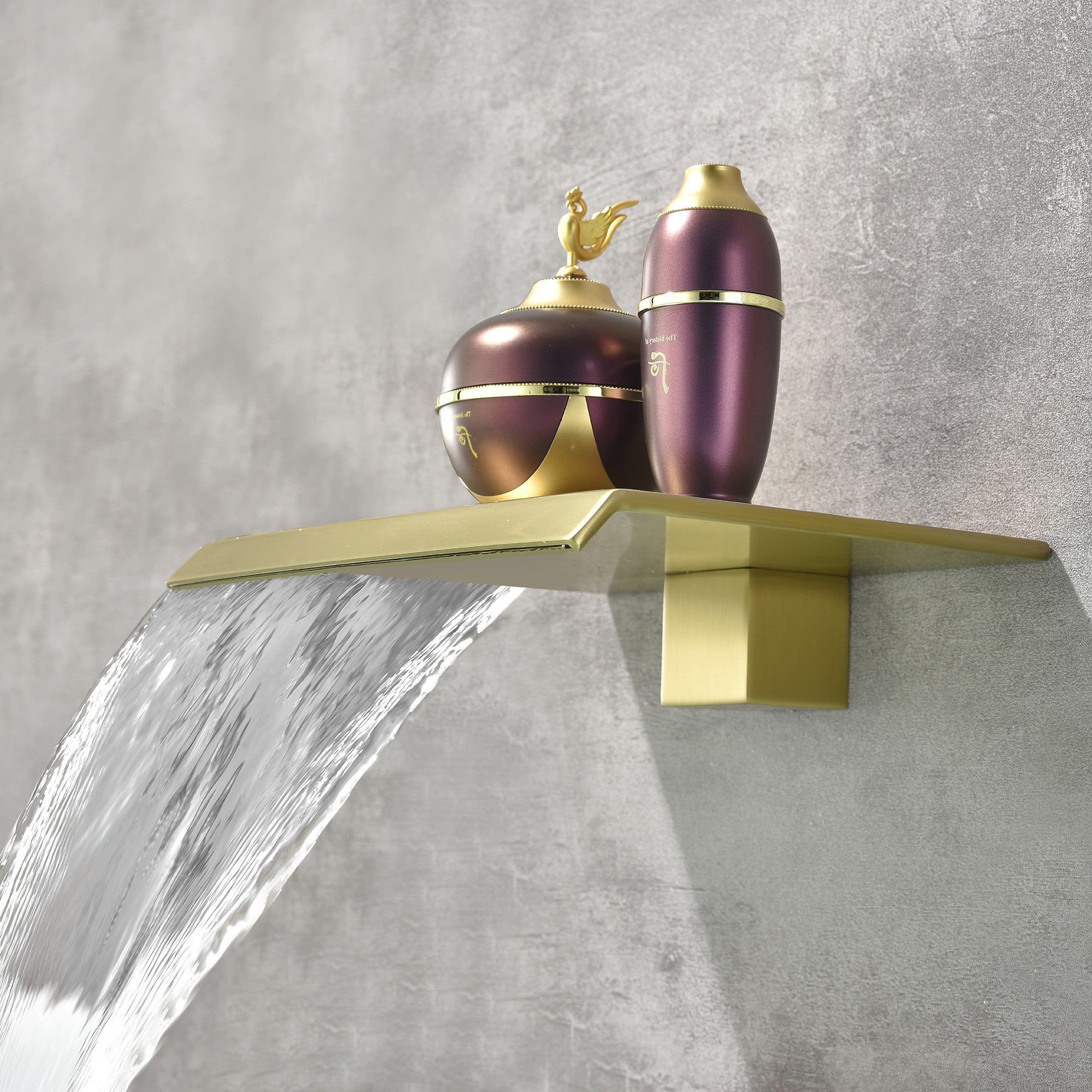 Boyel Living Brushed Gold Shower Heads System with Large Tub Spout-Boyel Living