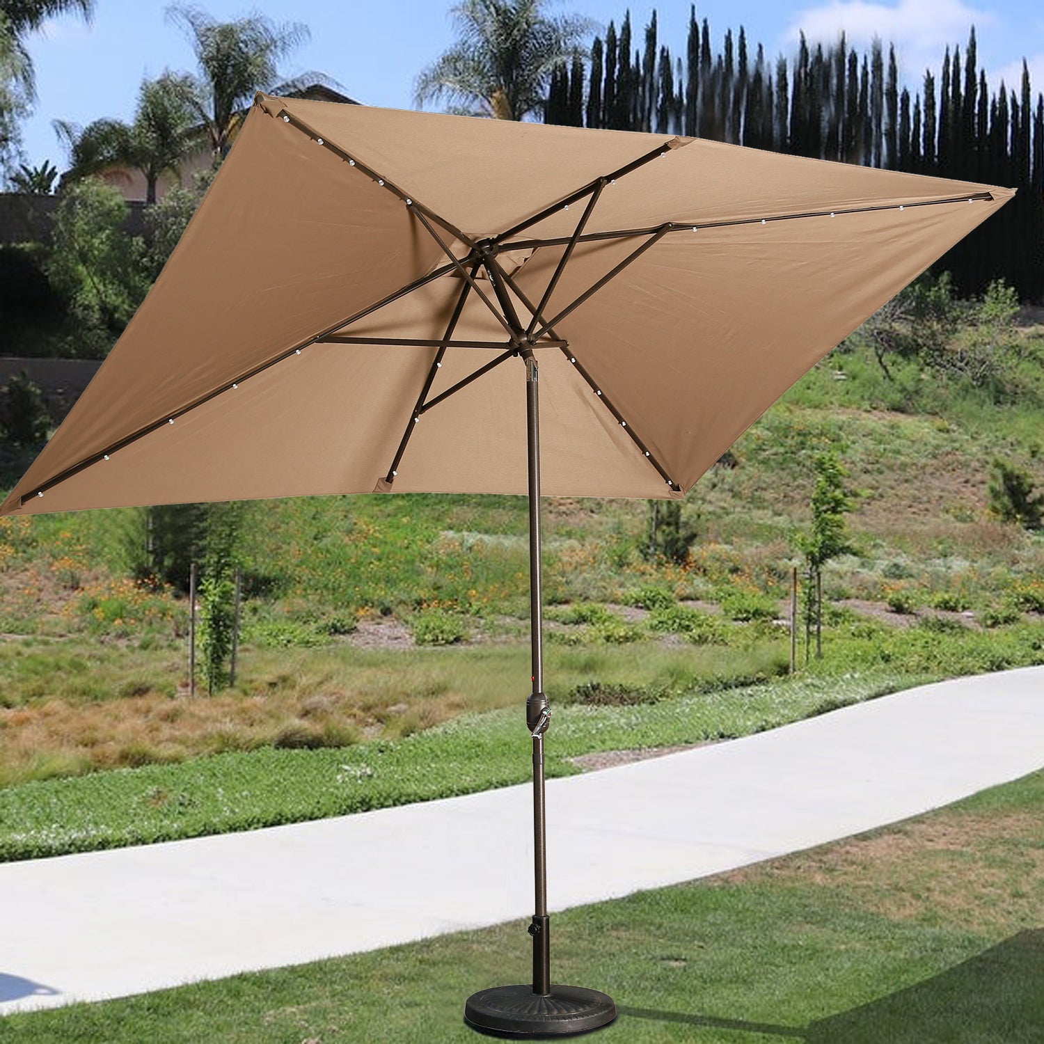 10' x 6'5 Rectangular Lighted Market Umbrella-Boyel Living