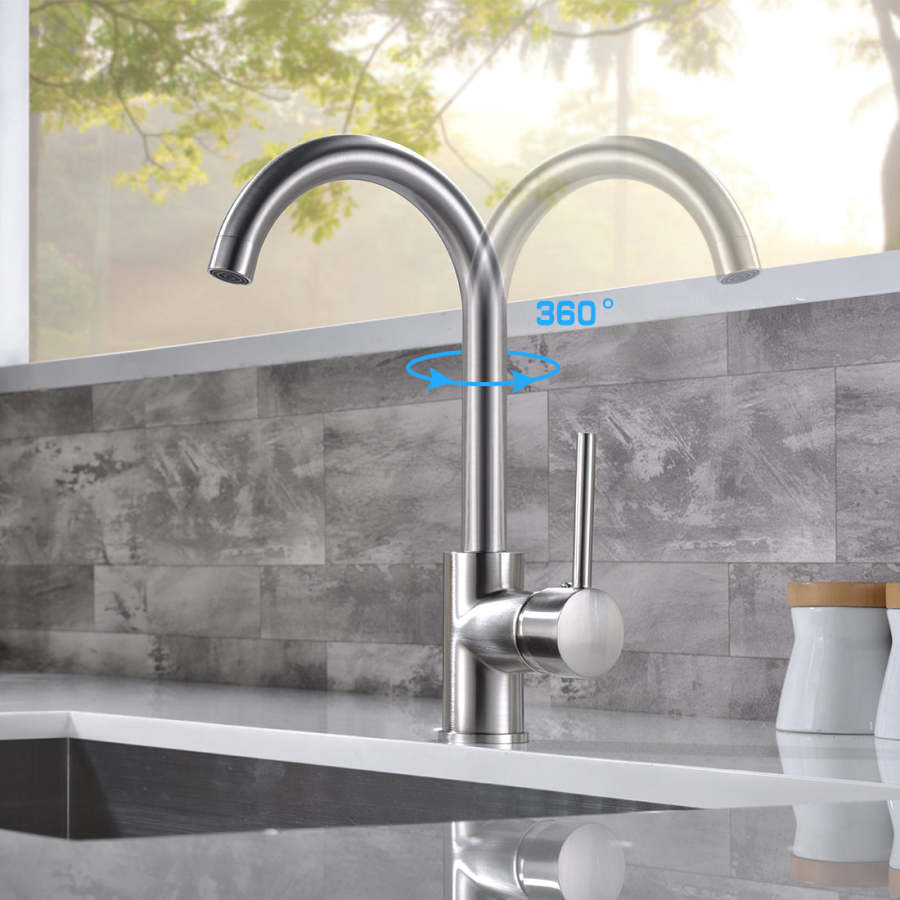 Single-Handle Standard Kitchen Faucet in Brushed Nickel