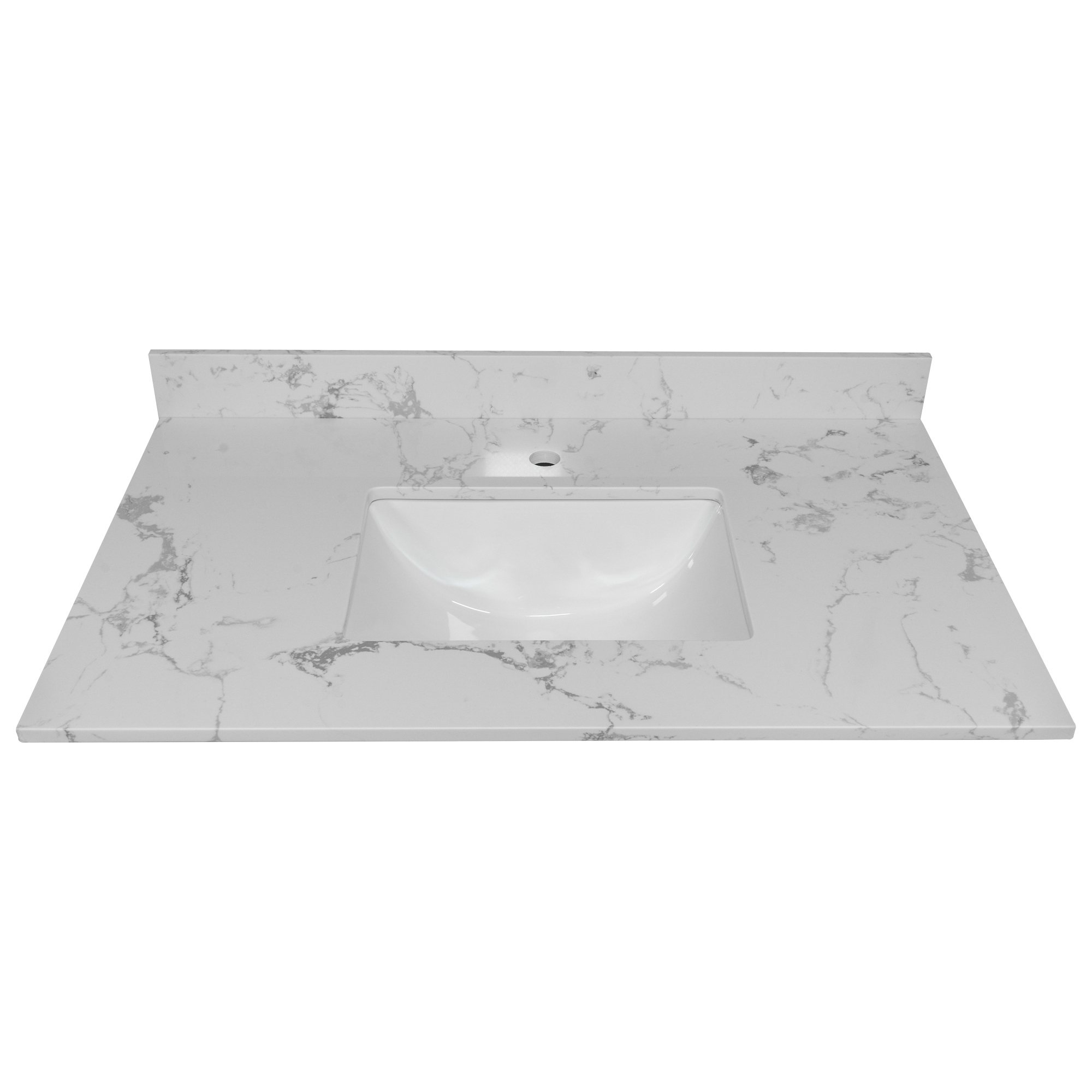 Montary 37inch bathroom vanity top stone carrara white new style tops with rectangle undermount ceramic sink and single faucet hole-Boyel Living
