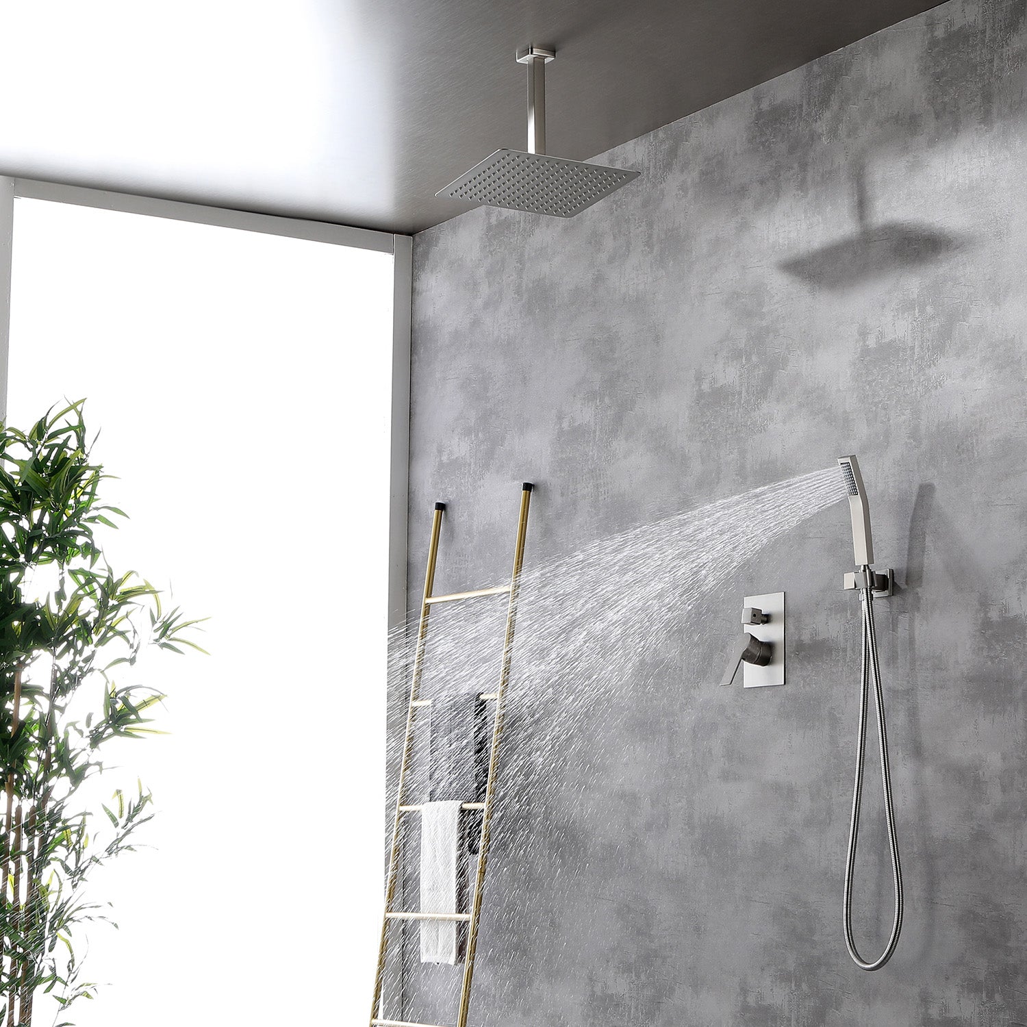 Boyel Living Brushed Nickle Complete Shower System with Hand Shower Head-Boyel Living