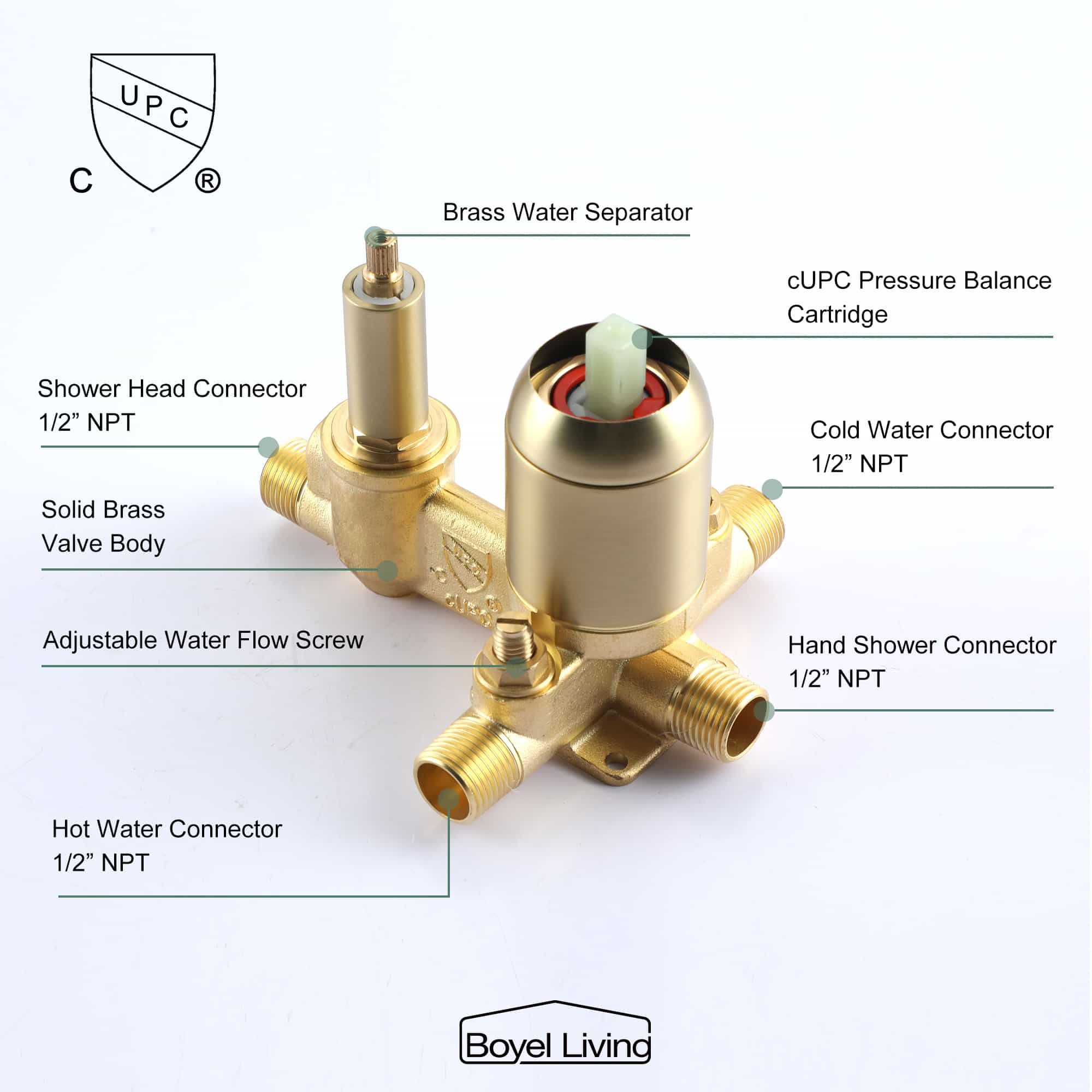 Boyel Living 10 in. Ceiling Mount Dual Shower Heads, Shower System with Rough-In Valve Body and Trim-Boyel Living