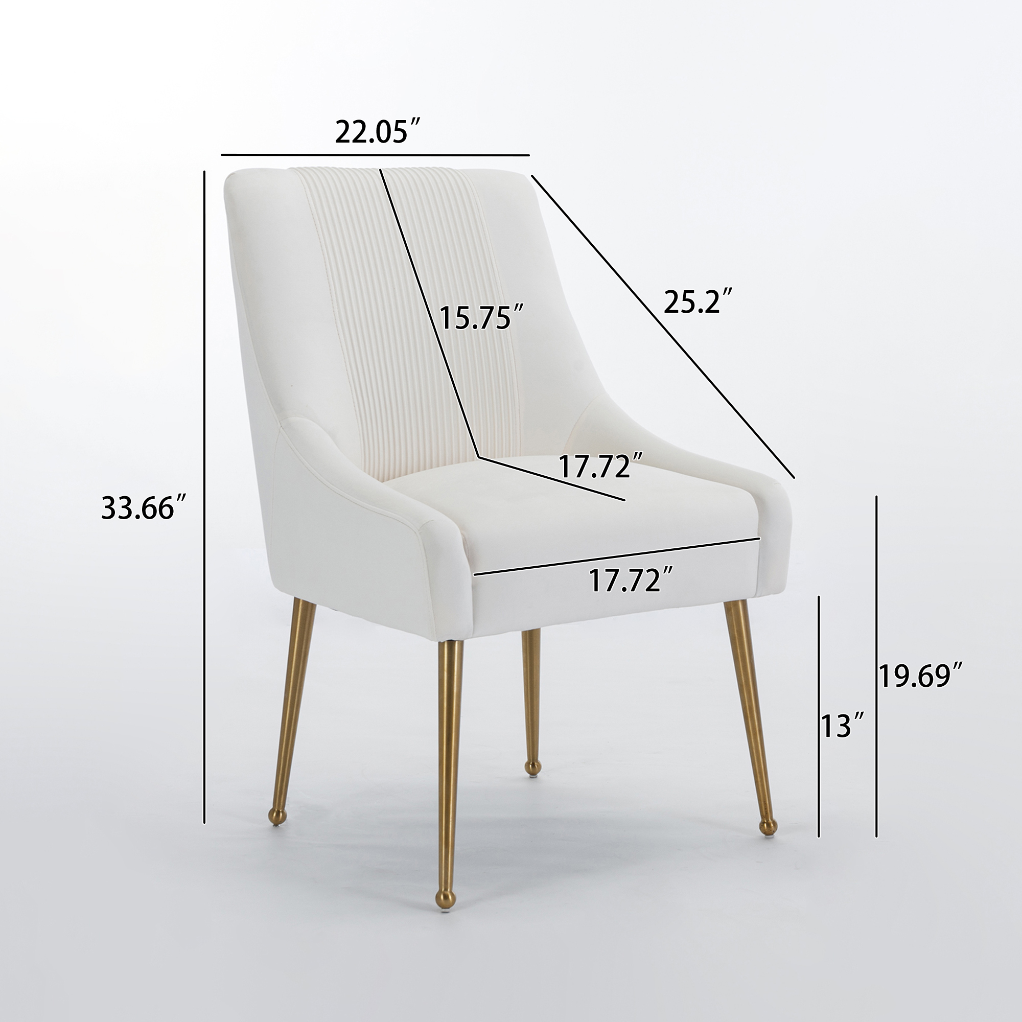 Velvet Dining Chair, Accent Side Chair With Adjustable Foot Nails, Set of 2