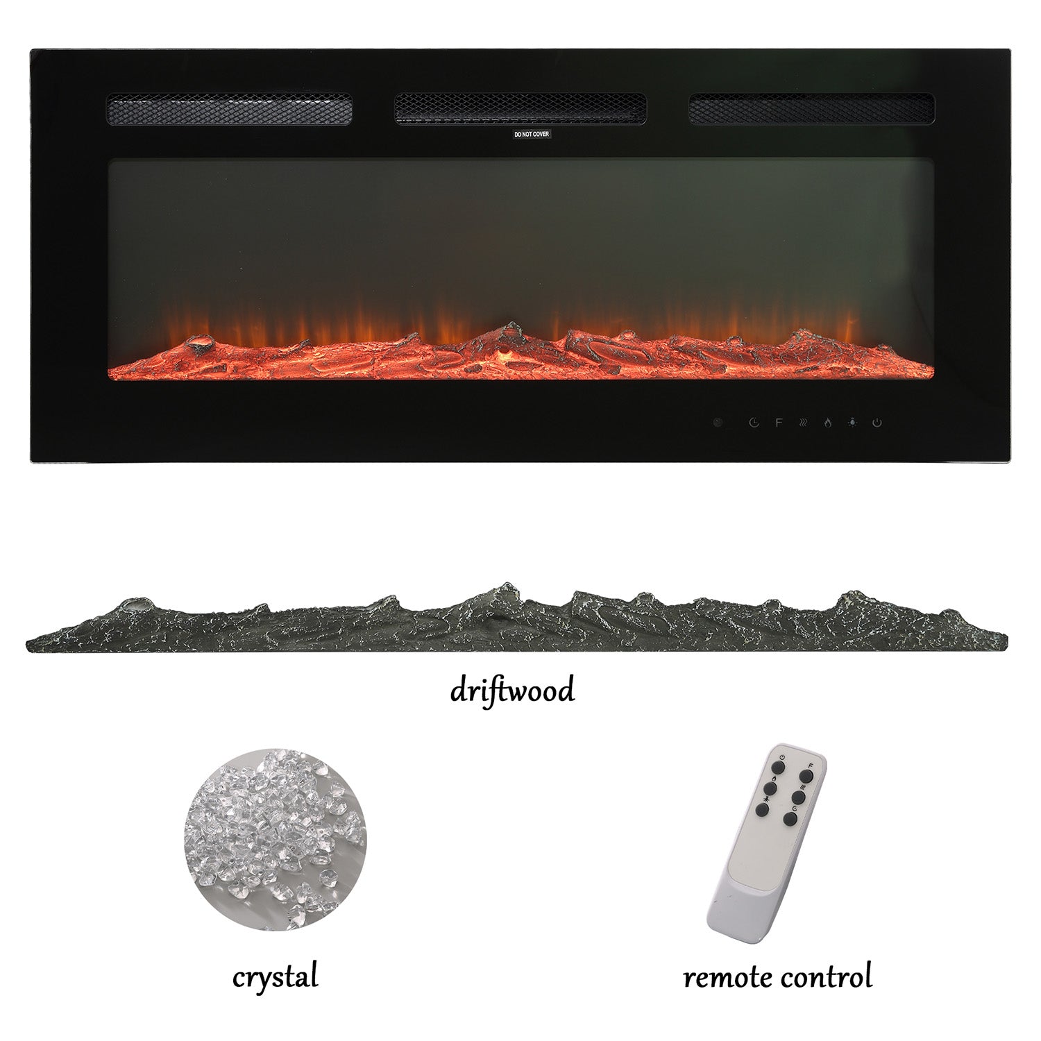 Boyel Living Electric Wall Mounted Recessed Fireplace with Remote 1500/750 Watt in Black, 30/36/40/50/60 in.-Boyel Living