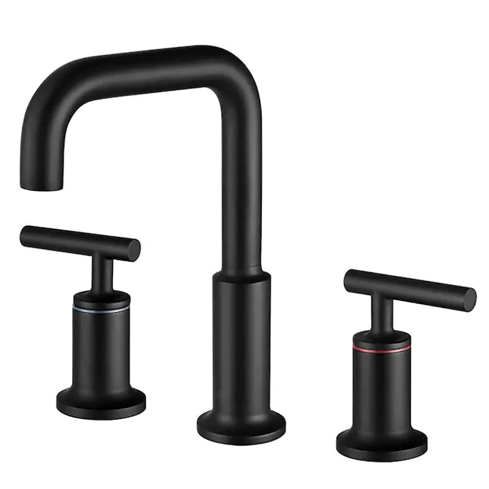 Matte Black Widespread Bathroom Sink Faucet with With CUPC Water Supply Hose and Cartridge-Boyel Living