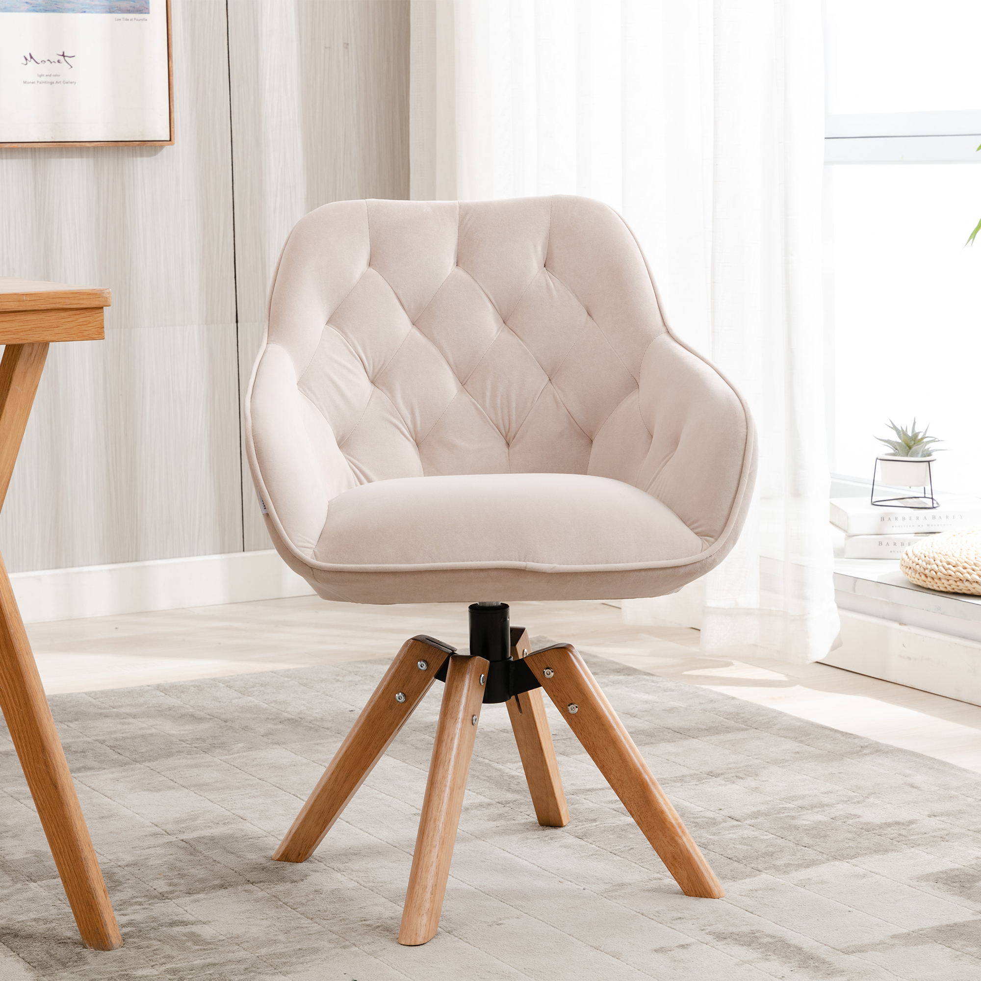 COOLMORE Solid&nbsp;Wood&nbsp;Tufted&nbsp;Upholstered&nbsp;Armless&nbsp;home office  chair-Boyel Living