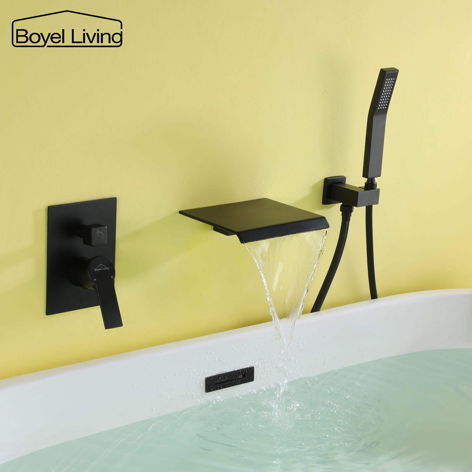 Wall Mount Single-Handle Roman Tub Faucet with Hand Shower-Boyel Living
