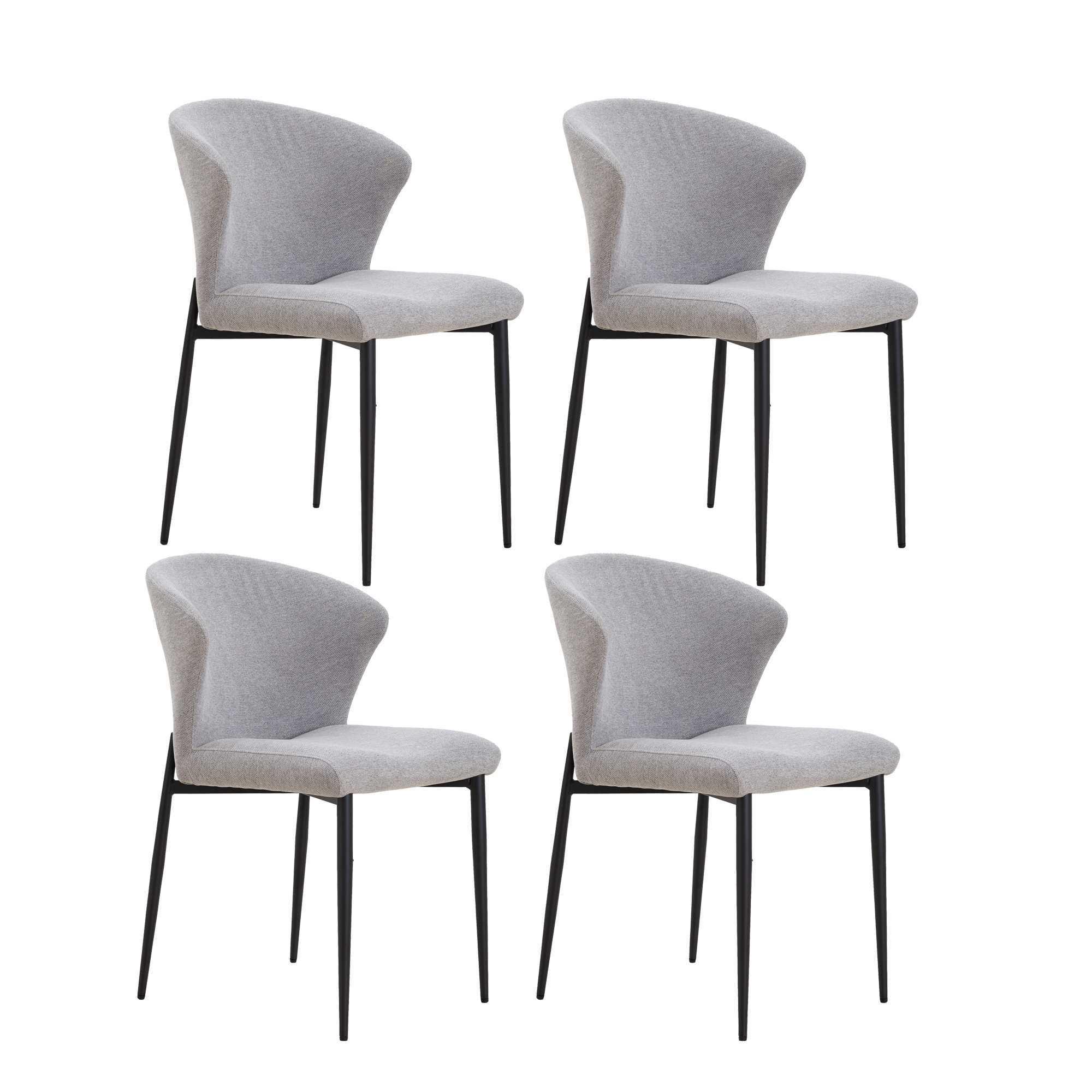 Dining Chairs set of 4, Upholstered Side Chairs, Adjustable Kitchen Chairs Accent Chair Cushion Upholstered Seat with Metal Legs for Living Room Grey