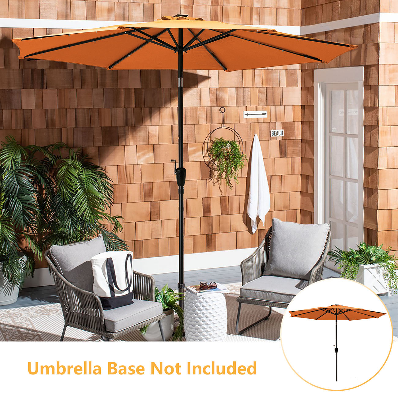 Boyel Living 10-ft Patio Umbrella with LED Lights (Orange)-Boyel Living