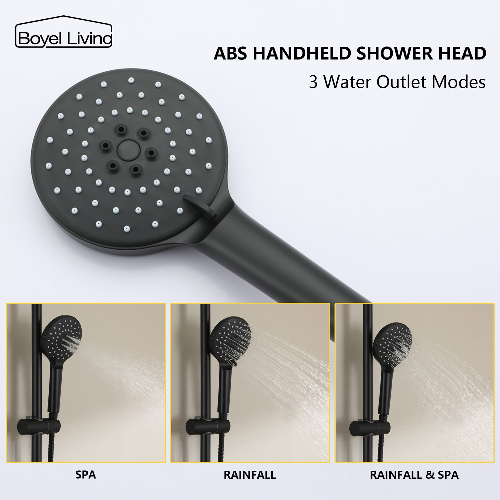Boyel Living 3-Spray Patterns with 2.5 GPM 10 in. Wall Mount Dual Shower Heads in Matte Black-Boyel Living