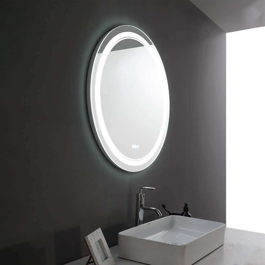 Round Bathroom mirrors Anti-Fog and IP44 water three colors light ...