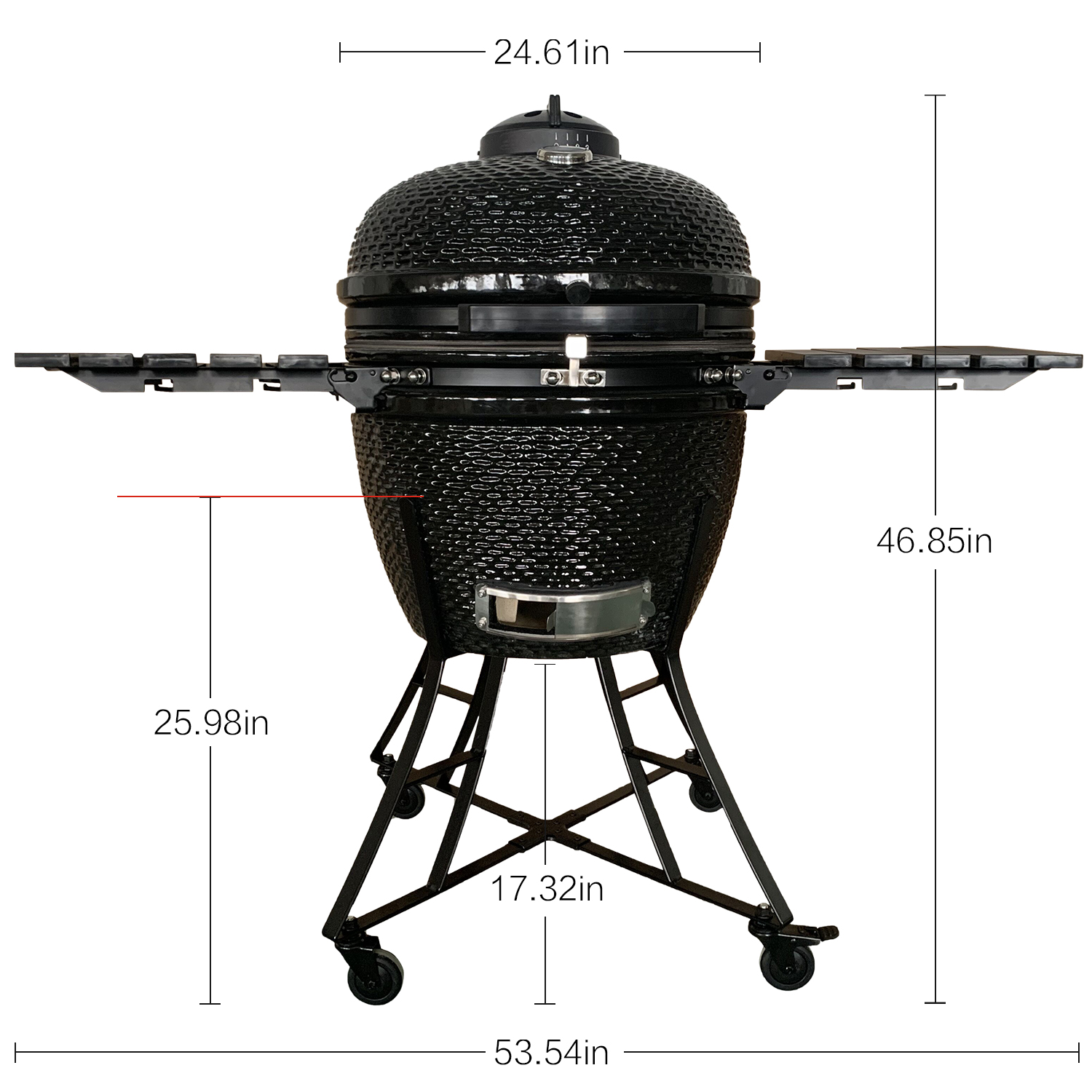 TOOPO 24inch Barbecue Charcoal Grill, Ceramic Kamado Grill with Side Table, Suitable for Camping and Picnic,Black-Boyel Living