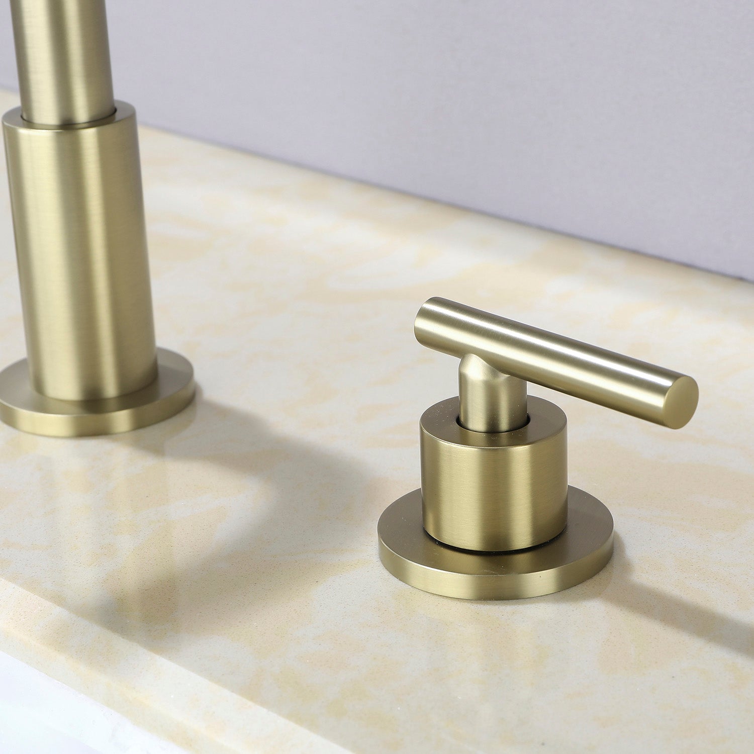 Boyel Living Widespread 2-Handle Bathroom Sink Faucet with Valve and Drain Assembly in Brushed Gold 8 In.-Boyel Living