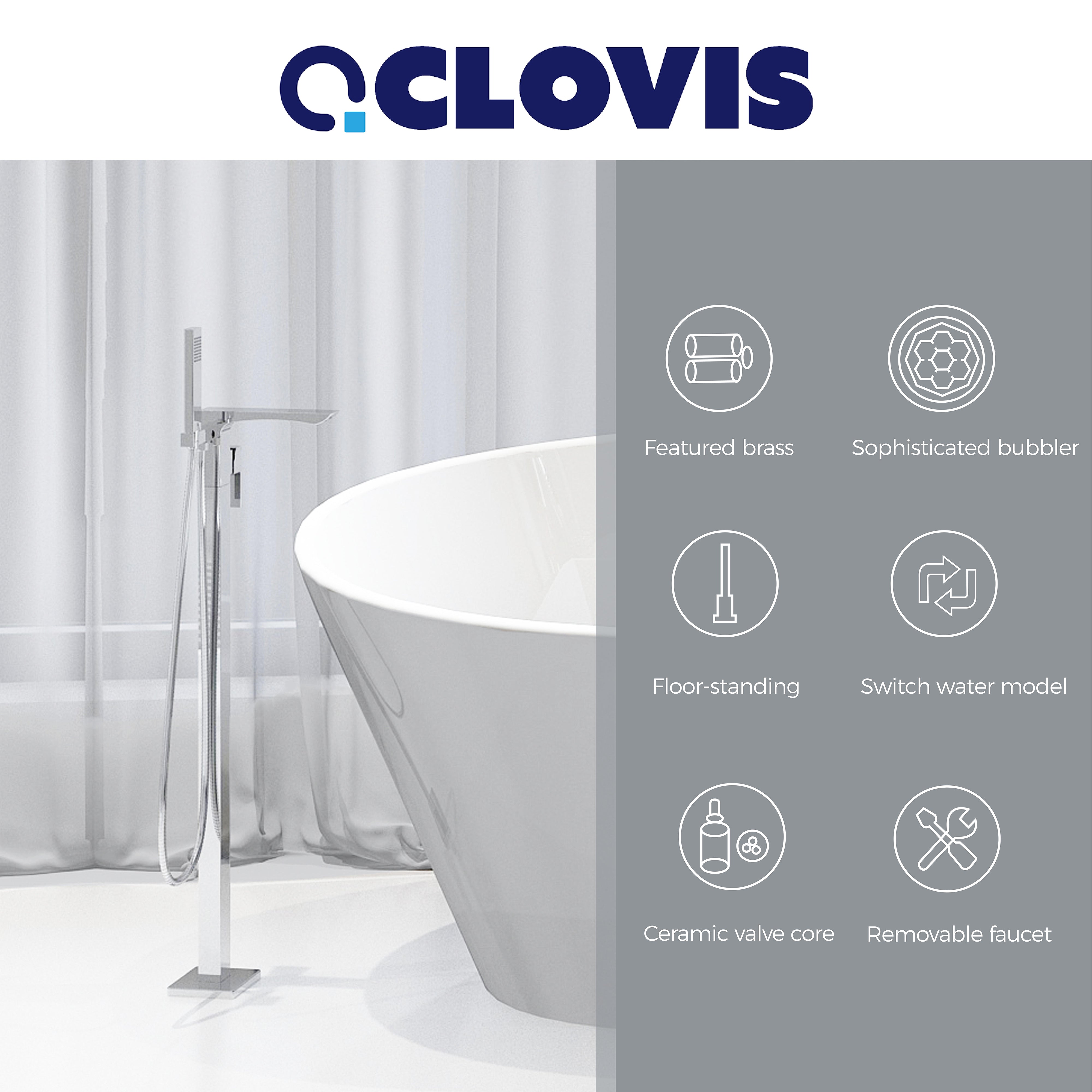 Single Handle Floor Mounted Freestanding Tub Filler-Boyel Living