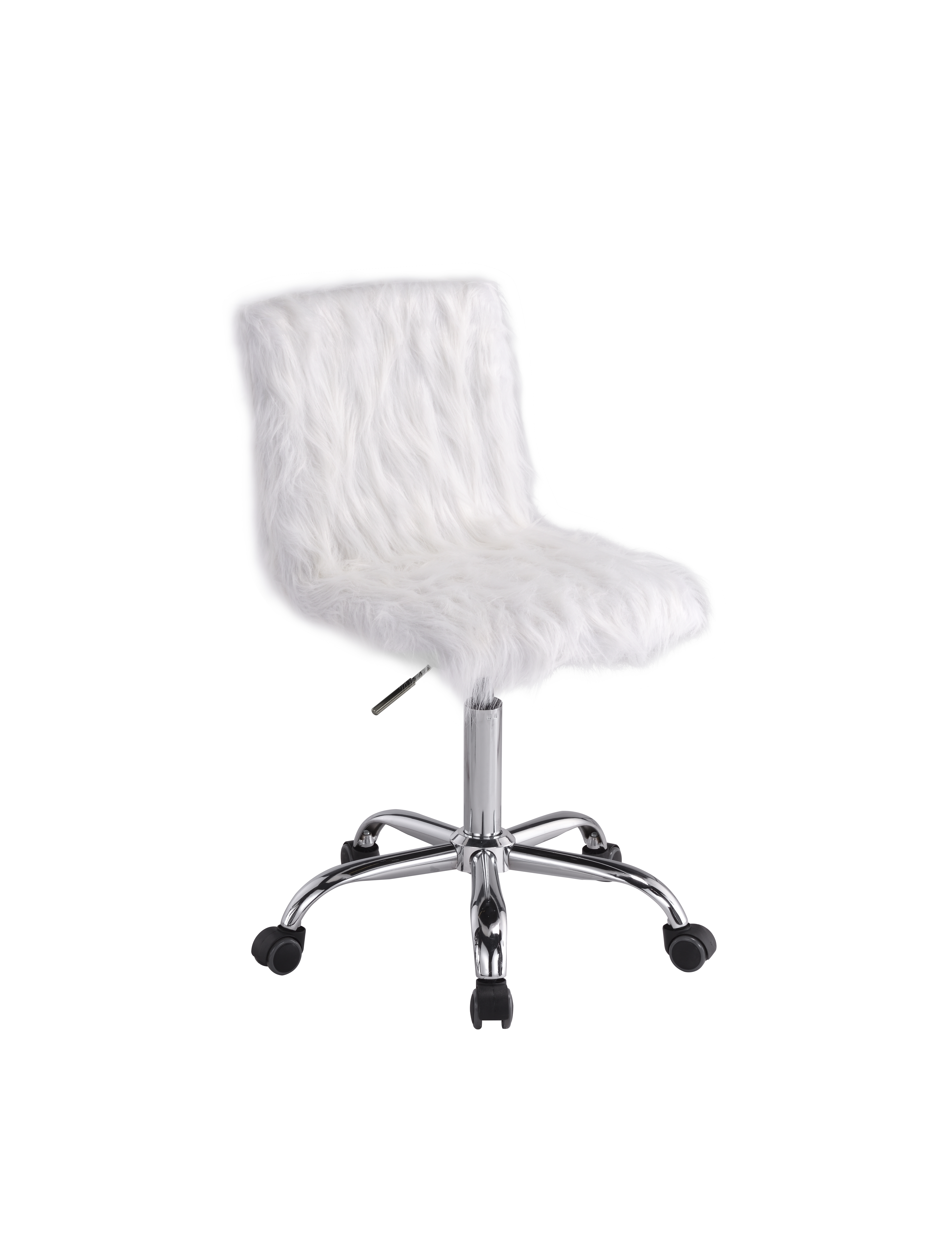 ACME Arundell Office Chair in White Faux Fur  Chrome Finish-Boyel Living