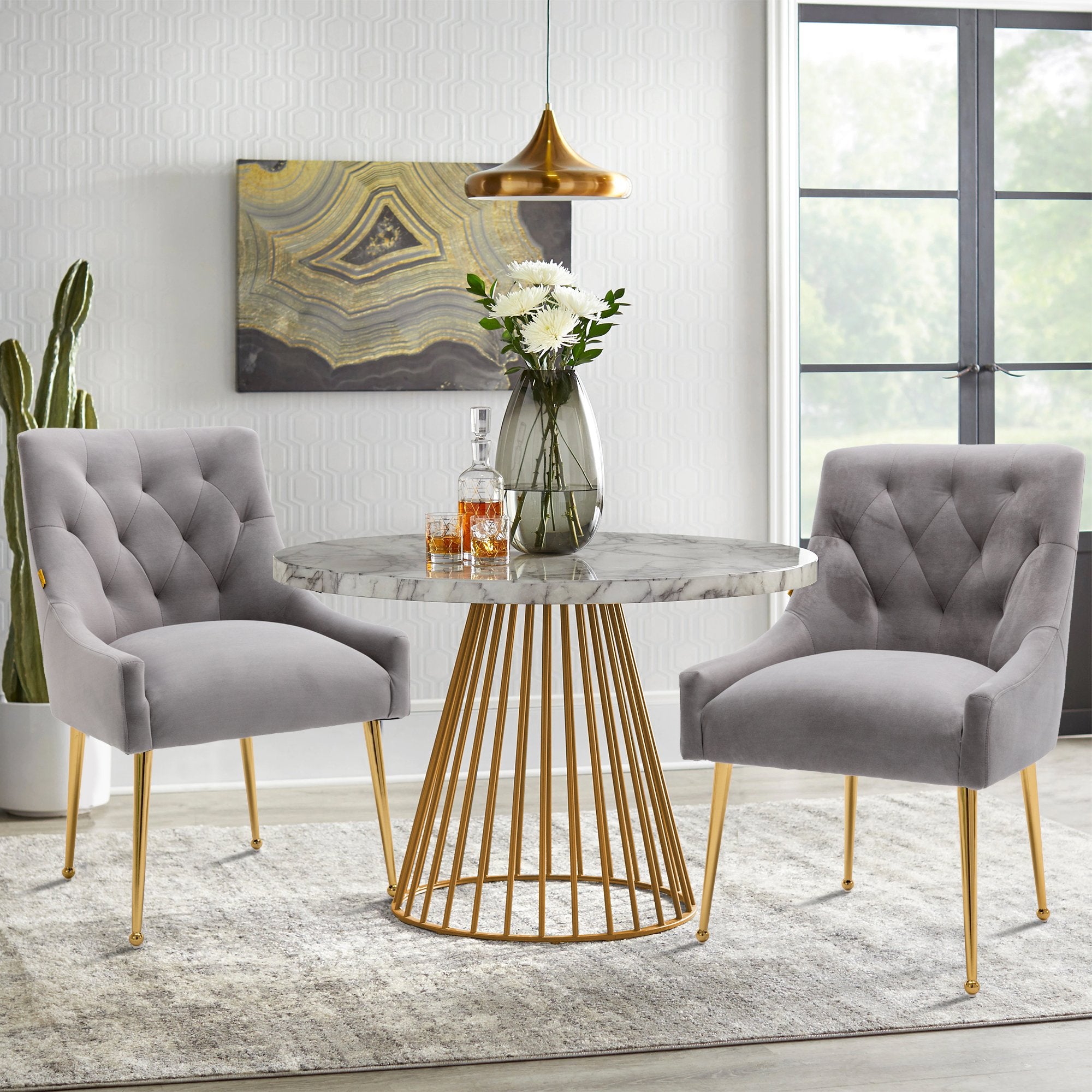 Boyel Living Tufted Velvet Upholstered Dining Chair, Velvet Side Chair, Accent Chair - Set of 2-Boyel Living