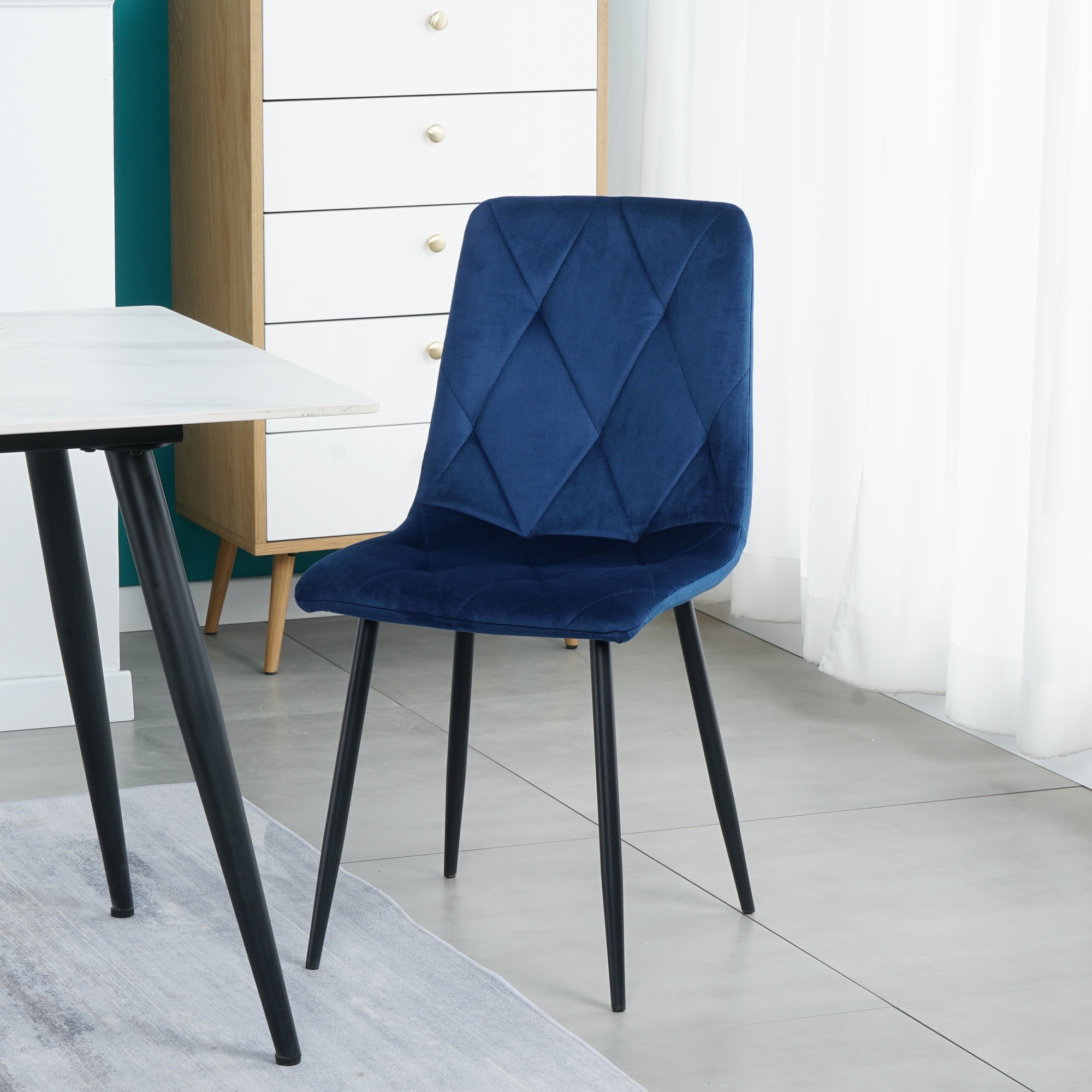 Modern Velvet Dining Chairs , Fabric Accent Upholstered Chairs Side Chair with Black Legs for Home Furniture Living Room Bedroom Kitchen Dinning room(set of 4)-Boyel Living