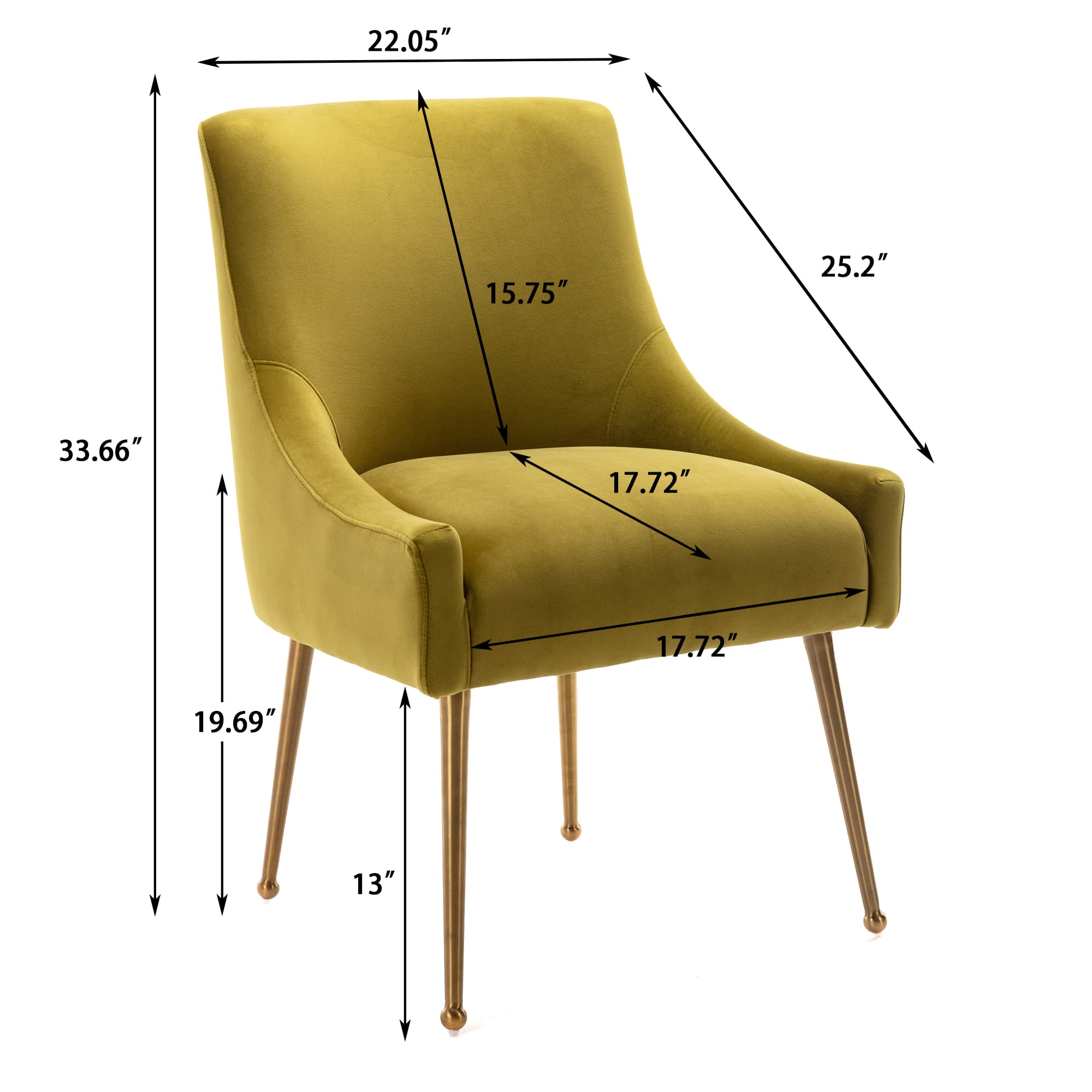 Velvet Dining Chair, Accent Side Chair With Adjustable Foot Nails, Set of 2-Boyel Living