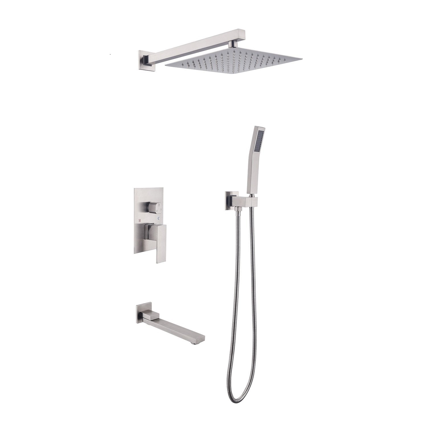 Shower System 10 Inch Square Bathroom Luxury Rain Mixer Shower Combo Set-Boyel Living