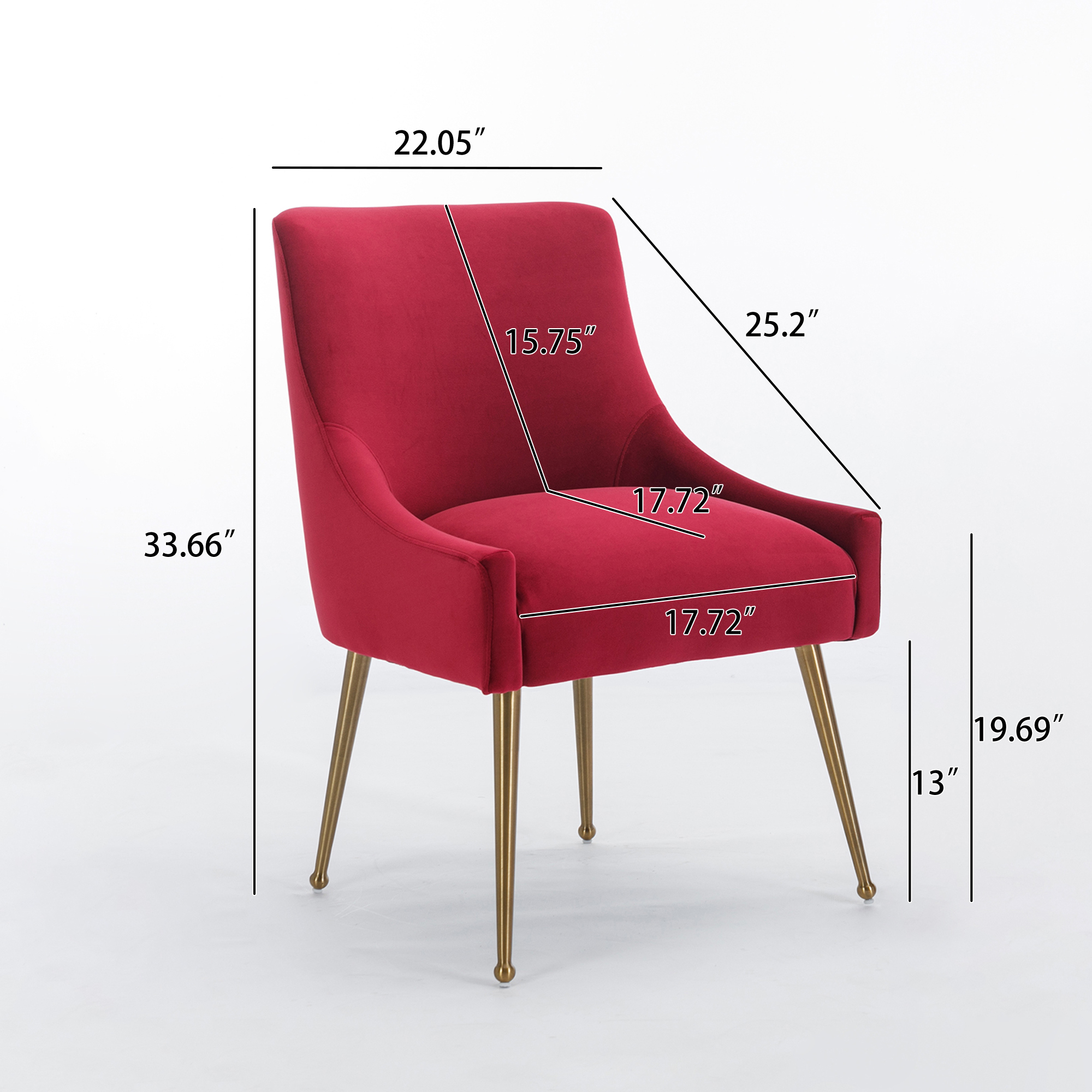 Velvet Dining Chair, Accent Side Chair With Adjustable Foot Nails, Set of 2