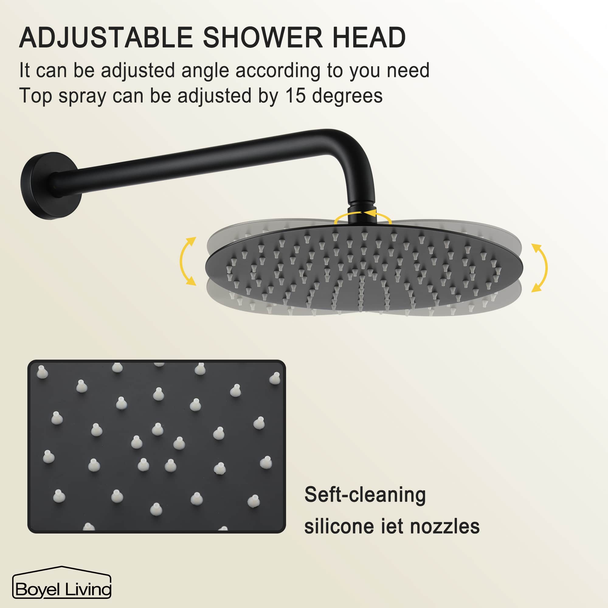 Boyel Living Matte Black Round Shower System With Handheld and Adjustable Shower Head-Boyel Living