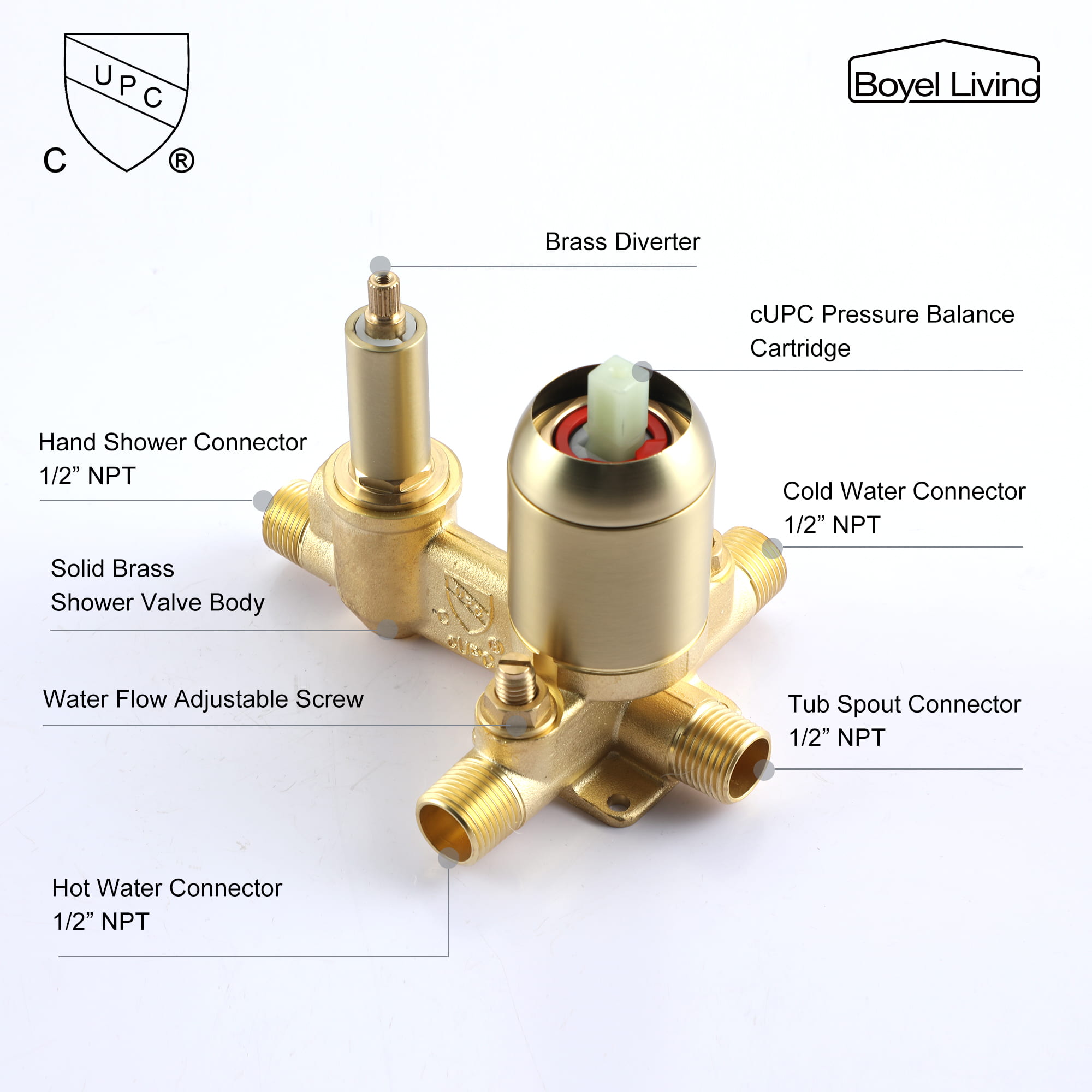 Wall Mount Single-Handle Roman Tub Faucet with Hand Shower-Boyel Living