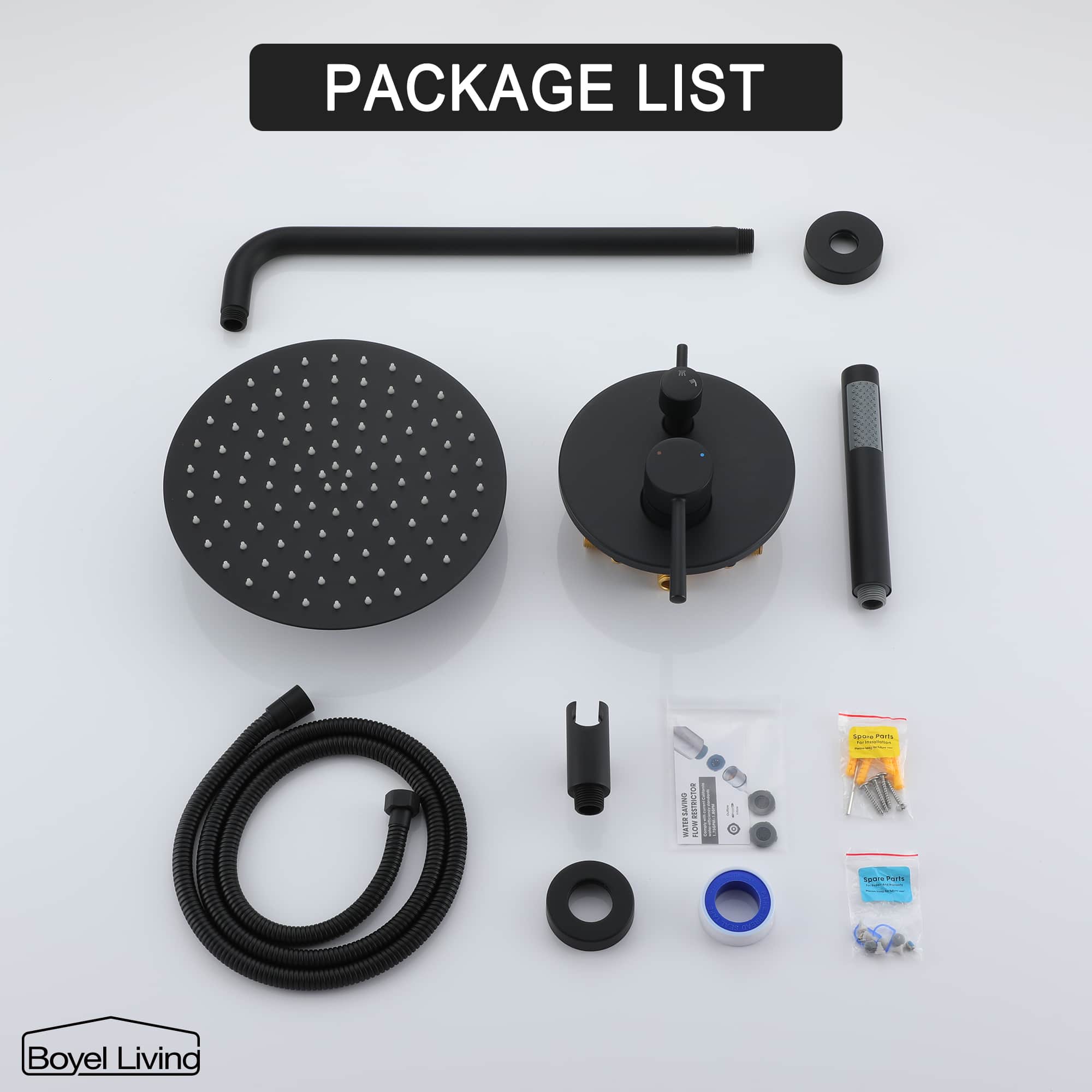 Boyel Living 10 in. Round Shower System With Handheld Packing List-Boyel Living
