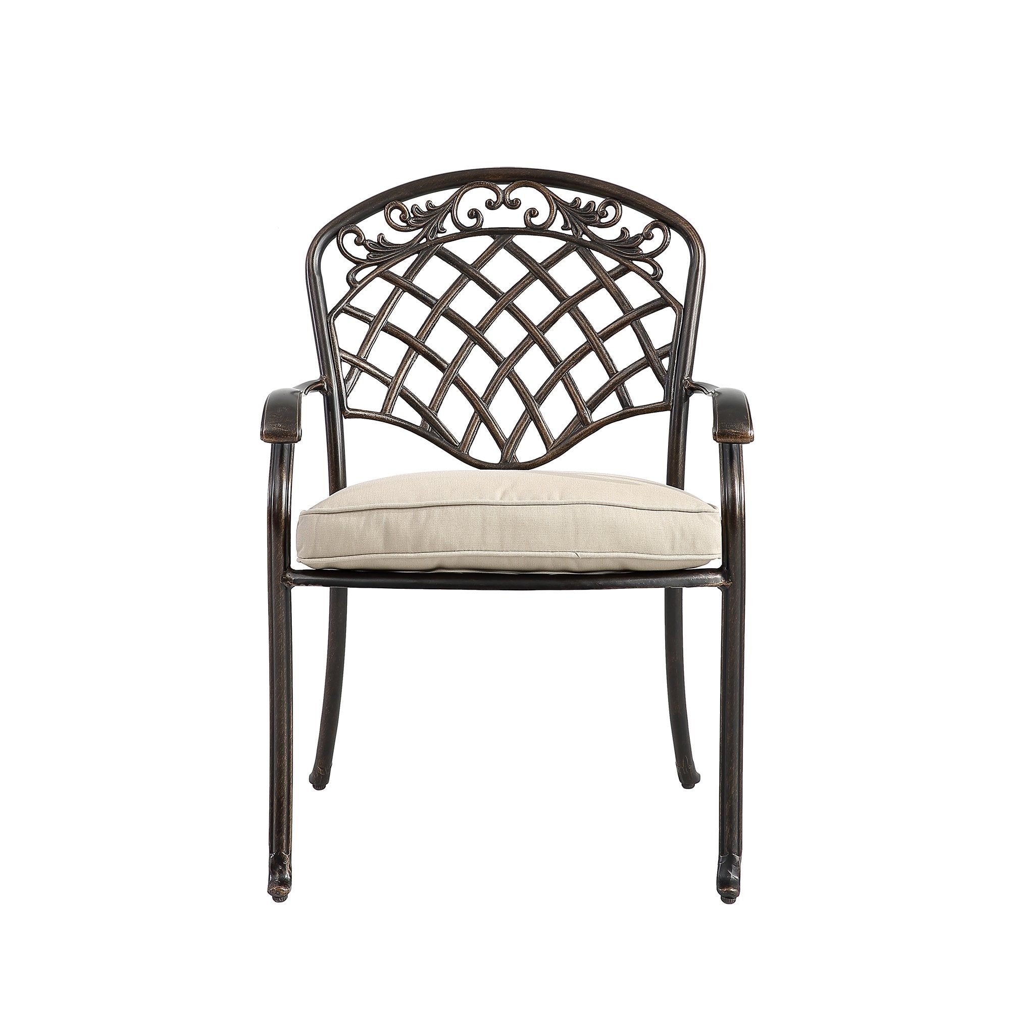 Set of 6  cast aluminum mesh-back dining chairs-Boyel Living