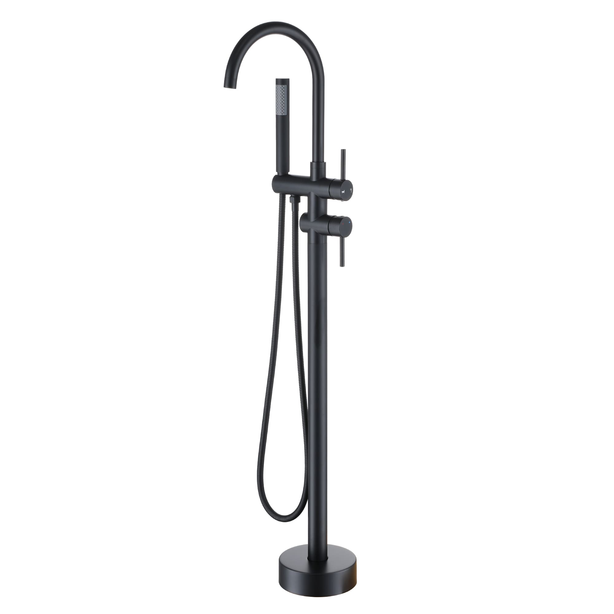 Matte Black 2-Handle Claw Foot Freestanding Tub Faucet with Handheld Shower-Boyel Living