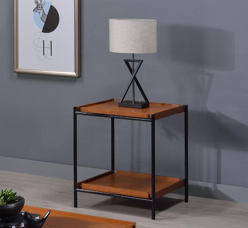 ACME Oaken End Table, Honey Oak & Black