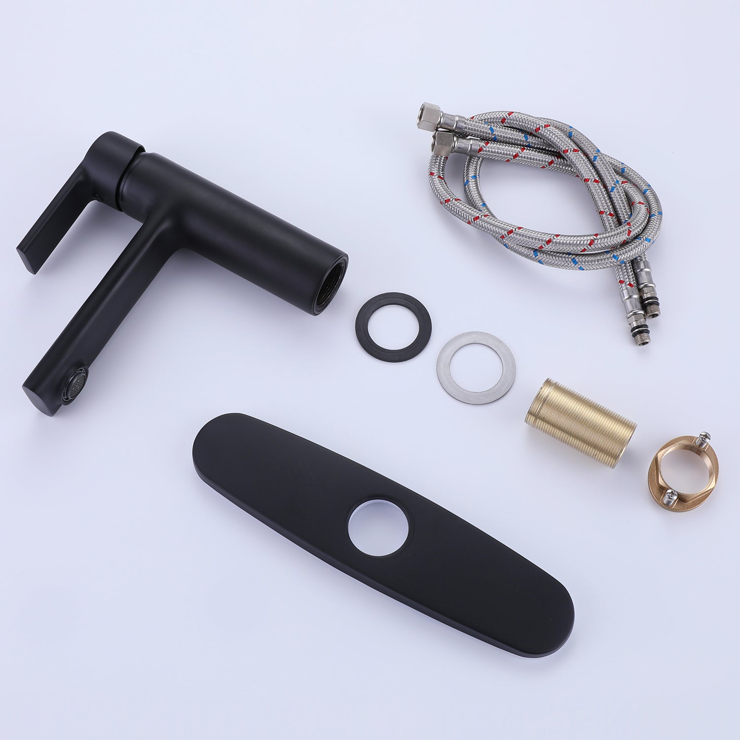 Boyel Living Waterfall Single Hole Single-Handle Bathroom Faucet with Deck Plate in Matte Black-Boyel Living