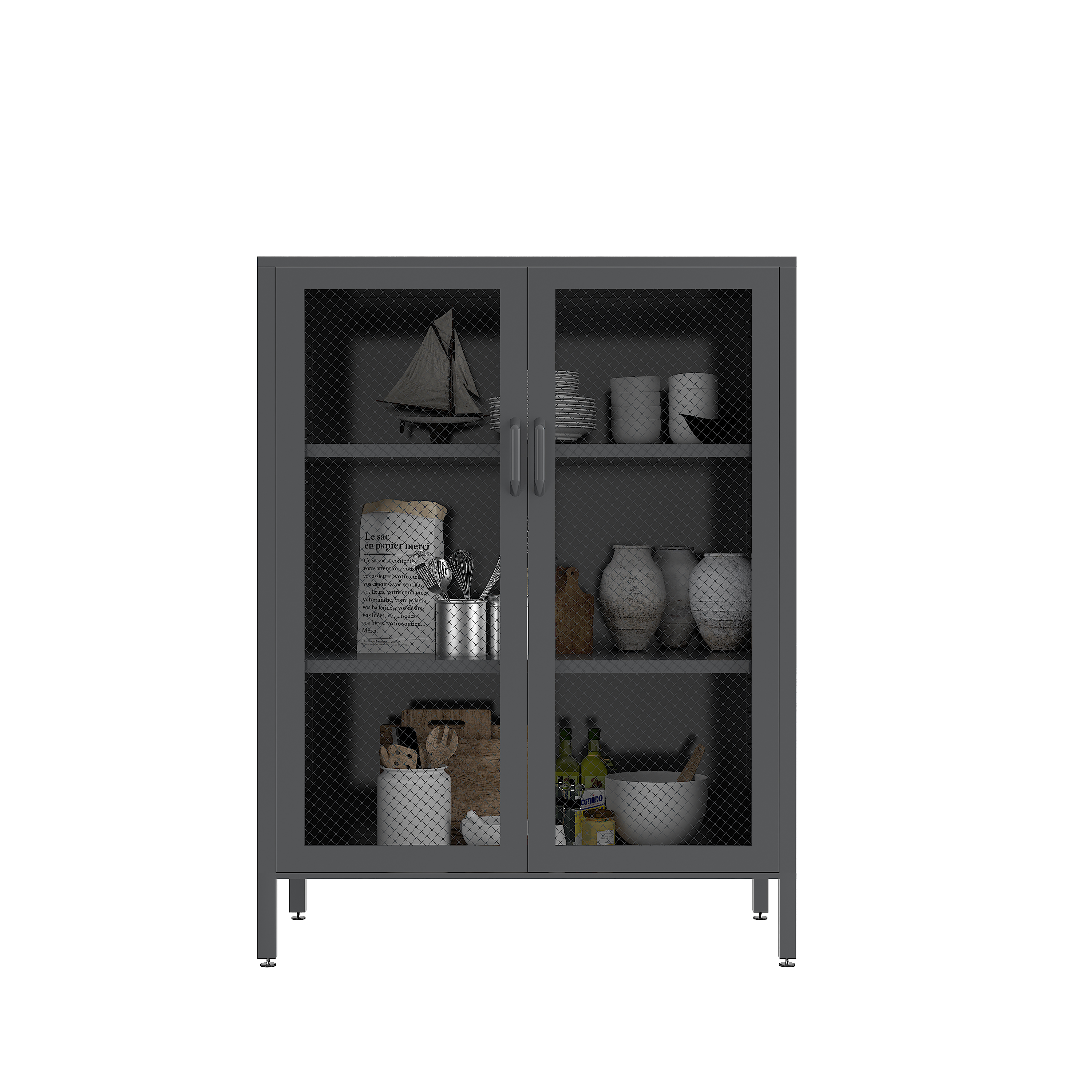 DBin Home Furniture Metal Side Cabinet/Living Room Cabinet/Dining Room Sideboard Design Factory Outlet Black Metal Buffet Cabinet-Boyel Living