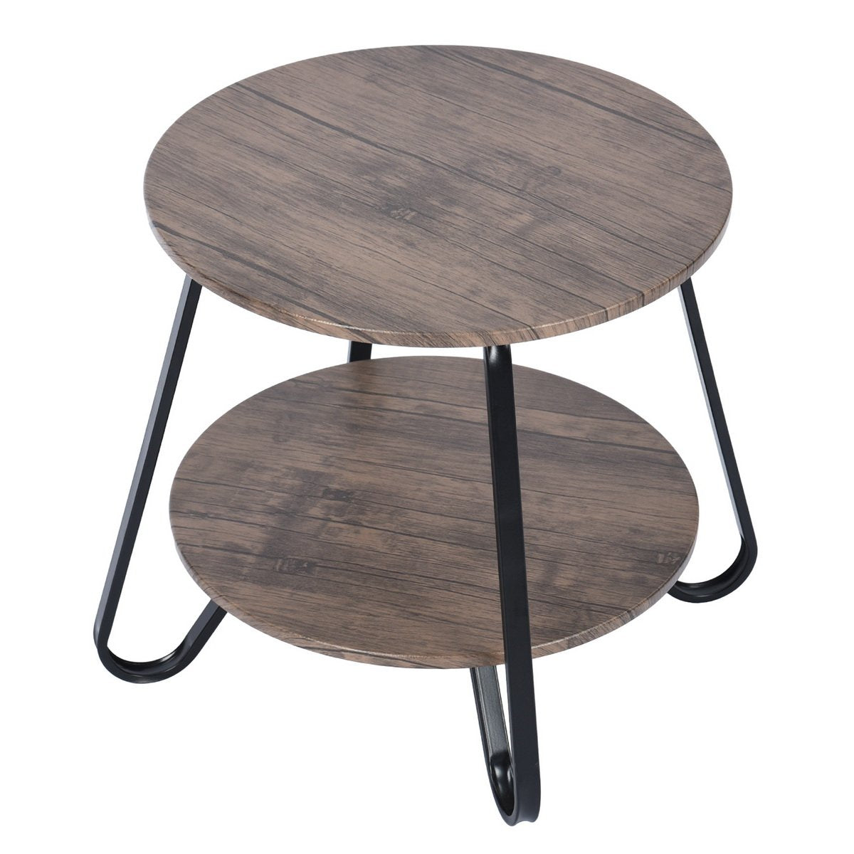 Brown Coffee Table with  Metal Frame-Boyel Living