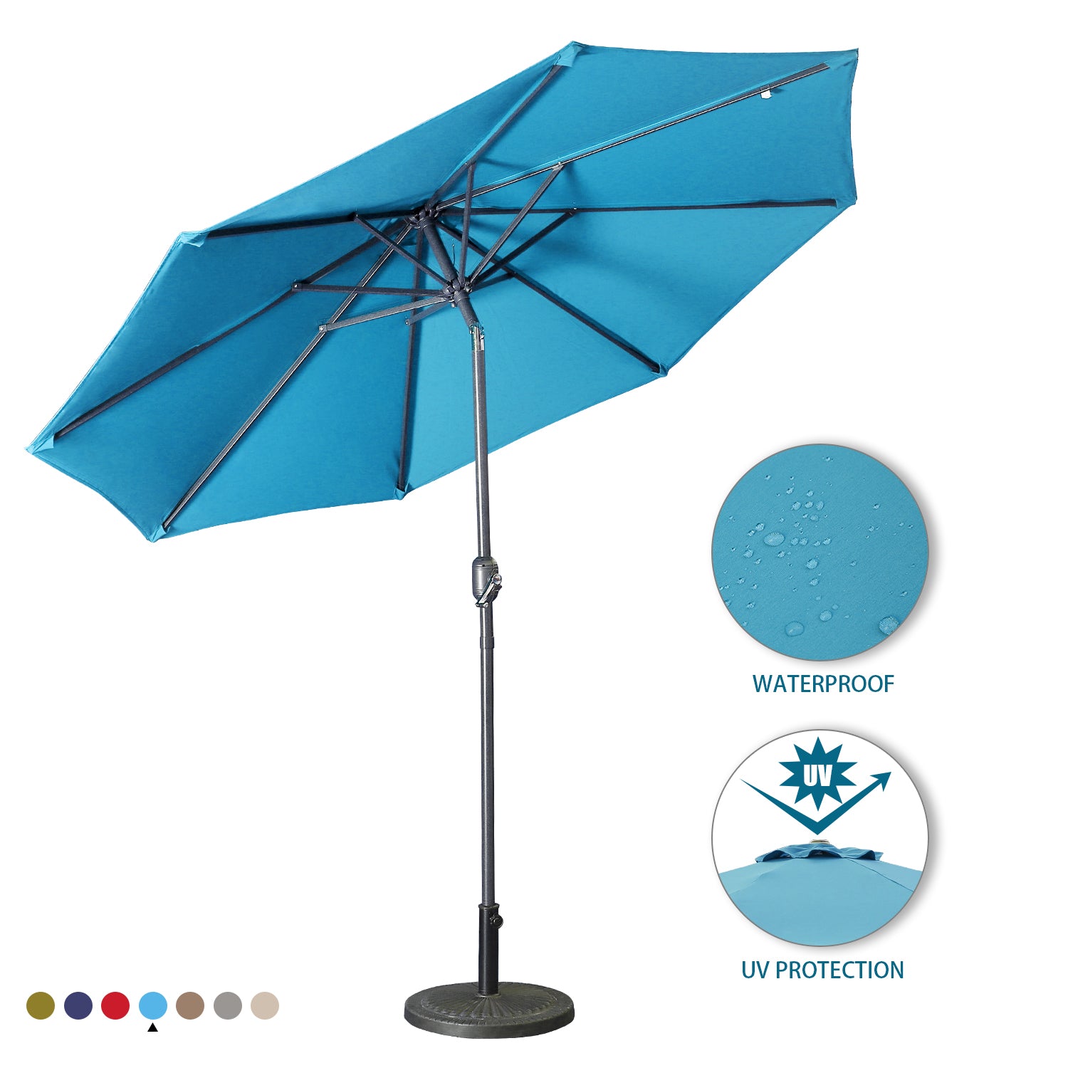 9ft Patio Umbrella Outdoor Umbrella Patio Market Umbrella with Push Button Tilt and Crank-Boyel Living