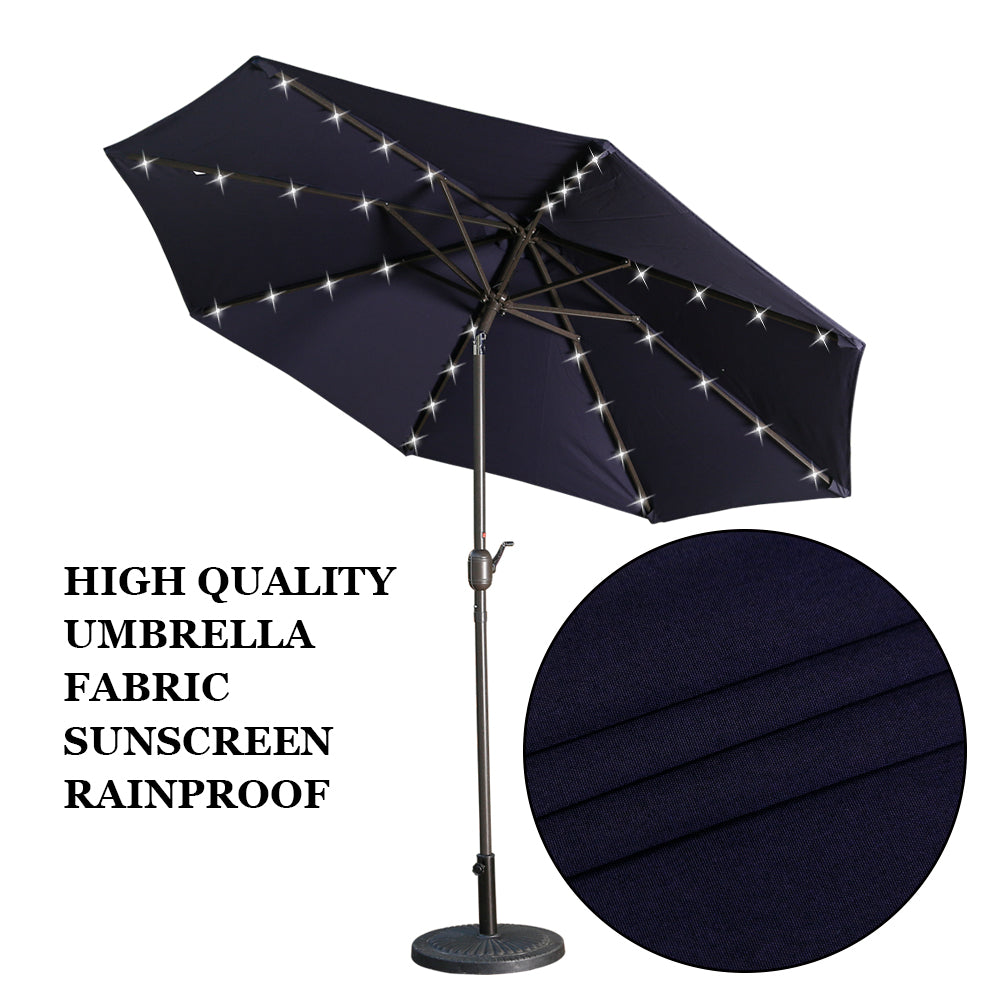 9ft Patio Umbrella Outdoor Market 32 LED Solar Umbrella with Tilt and Crank-Boyel Living