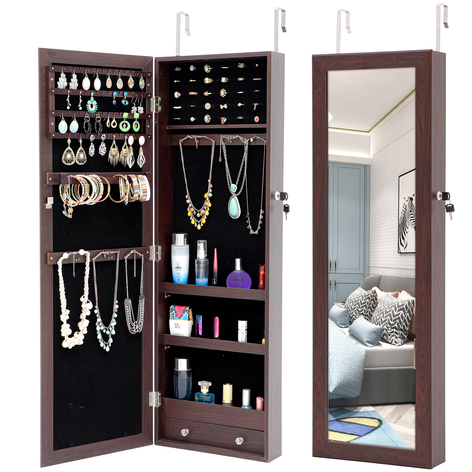 Fashion Simple Jewelry Storage Mirror Cabinet Can Be Hung On The Door Or Wall-Boyel Living