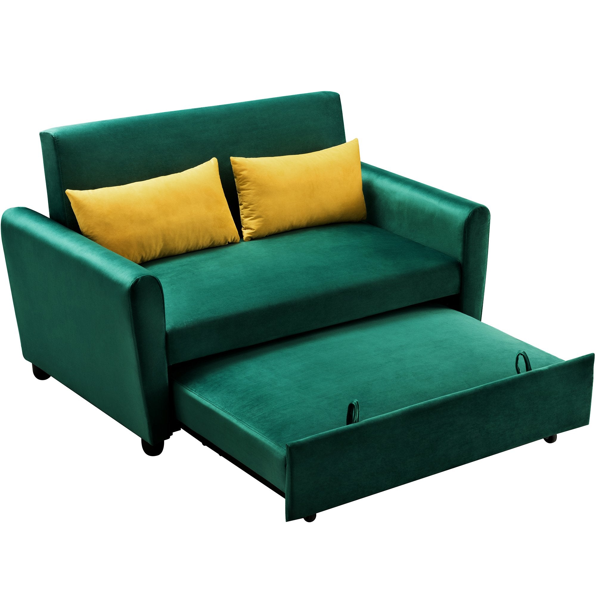 55" Modern Velvet Sofa with Pull-Out Sleeper Bed with 2 Pillows Adjustable Backrest for Small Spaces-Boyel Living