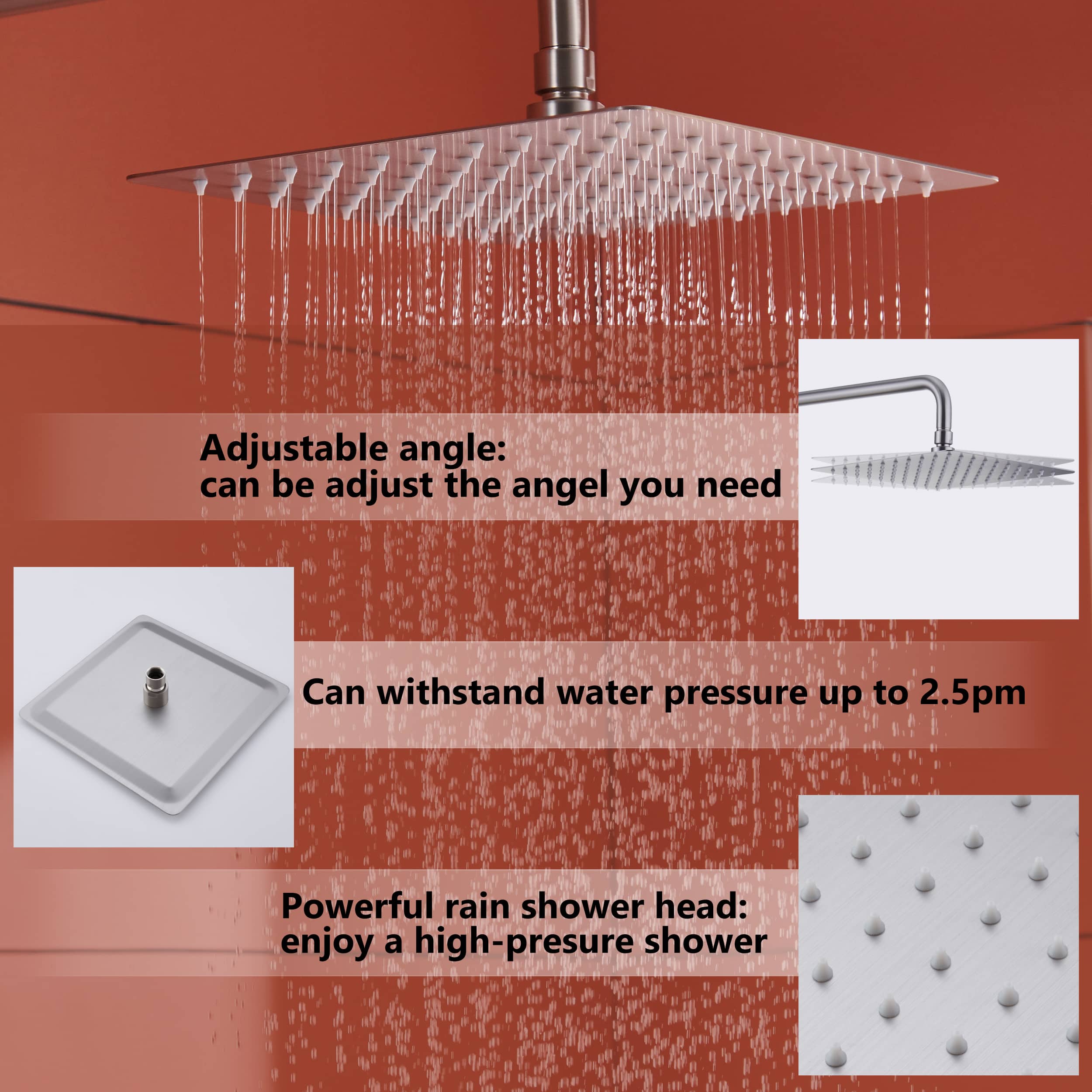 10 in. Wall Mount Thermostatic Rain Shower System with Handheld Shower and Tub Spout in Brushed Nickel-Boyel Living