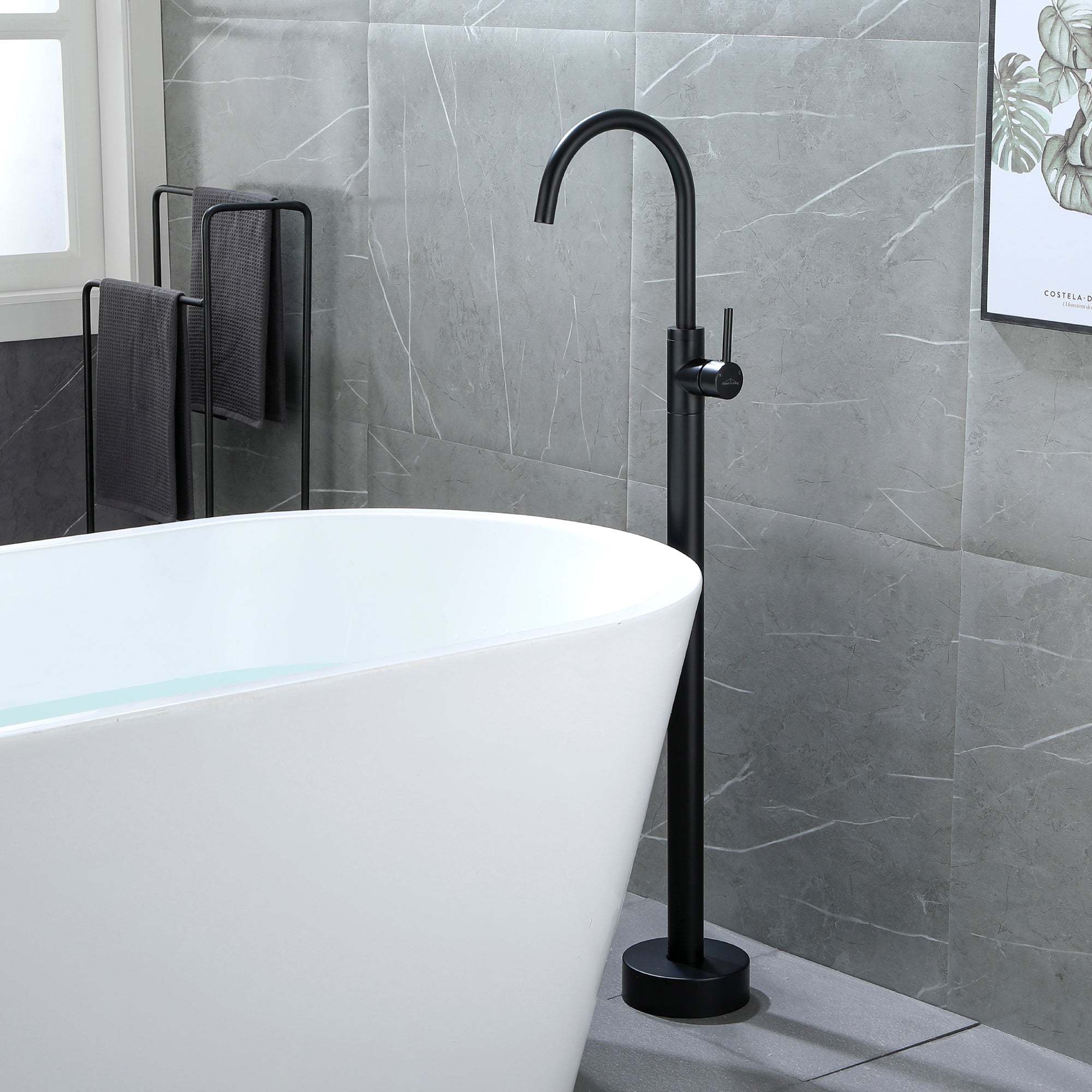 Boyel Living Freestanding Floor Mount Single Handle Bath Tub Filler