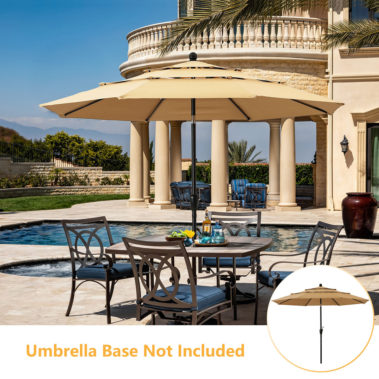 Boyel Living 10ft Patio Umbrella with Double Airvent (Beige)-Boyel Living