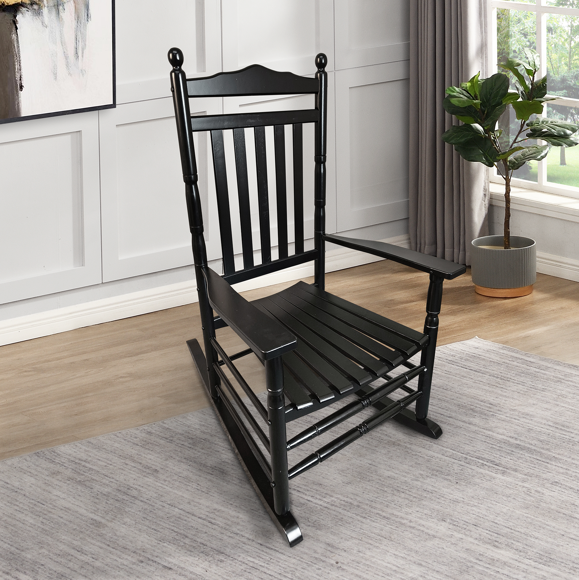 BALCONY PORCH ADULT ROCKING CHAIR-BLACK-Boyel Living