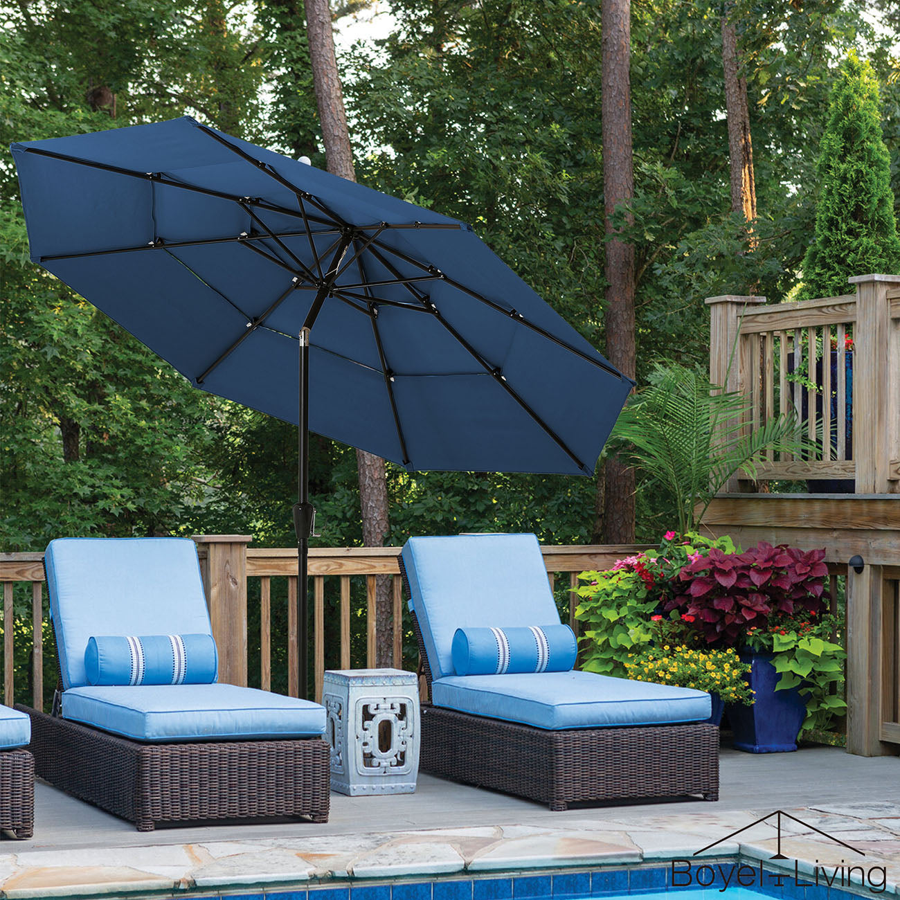 Boyel Living 10ft Patio Umbrella with Double Airvent (Navy)-Boyel Living