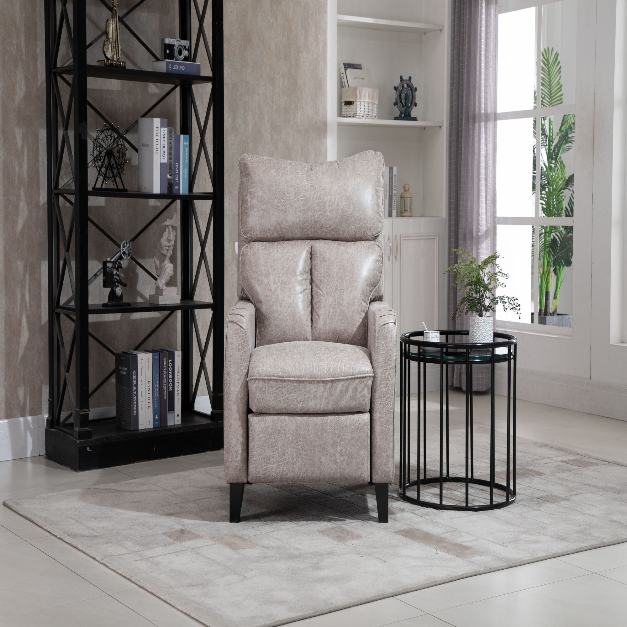 Microfiber Manual Glider Club Recliner, Light Grey/Light Brown/Dark Brown-Boyel Living