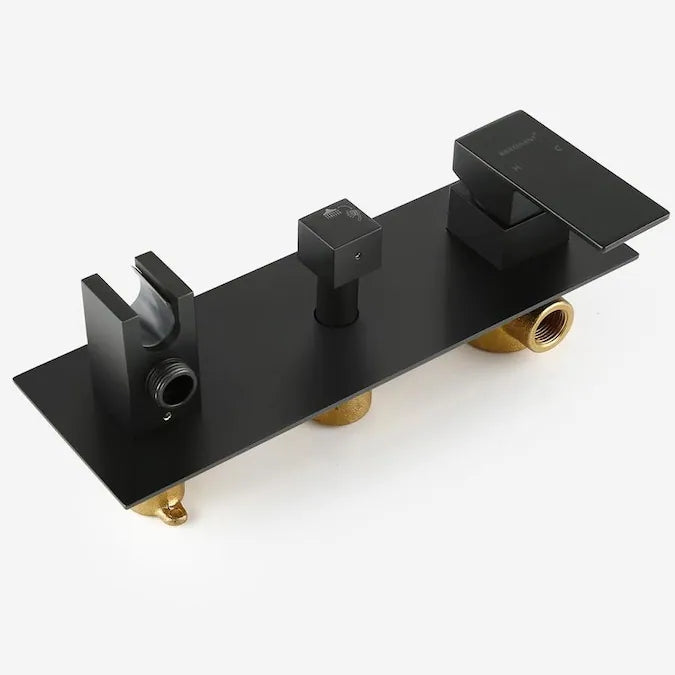 Wall Mounted Rain Shower Head System Complete Shower System in Matte Black-Boyel Living